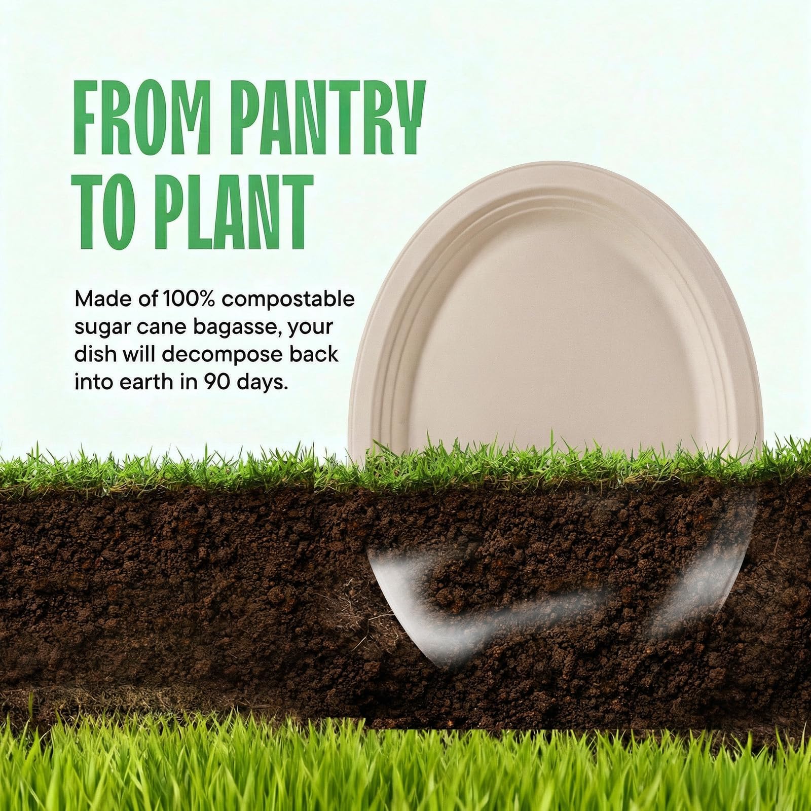 DaYammi 100% Compostable Oval Paper Plates 12 Inch, 60-Pack Heavy Duty Paper Plates Bulk,Biodegradable Bagasse,Eco-Friendly Disposable Dinner Plate for BBQ,Picnic,Party (BPI Certified,Microwaveable)