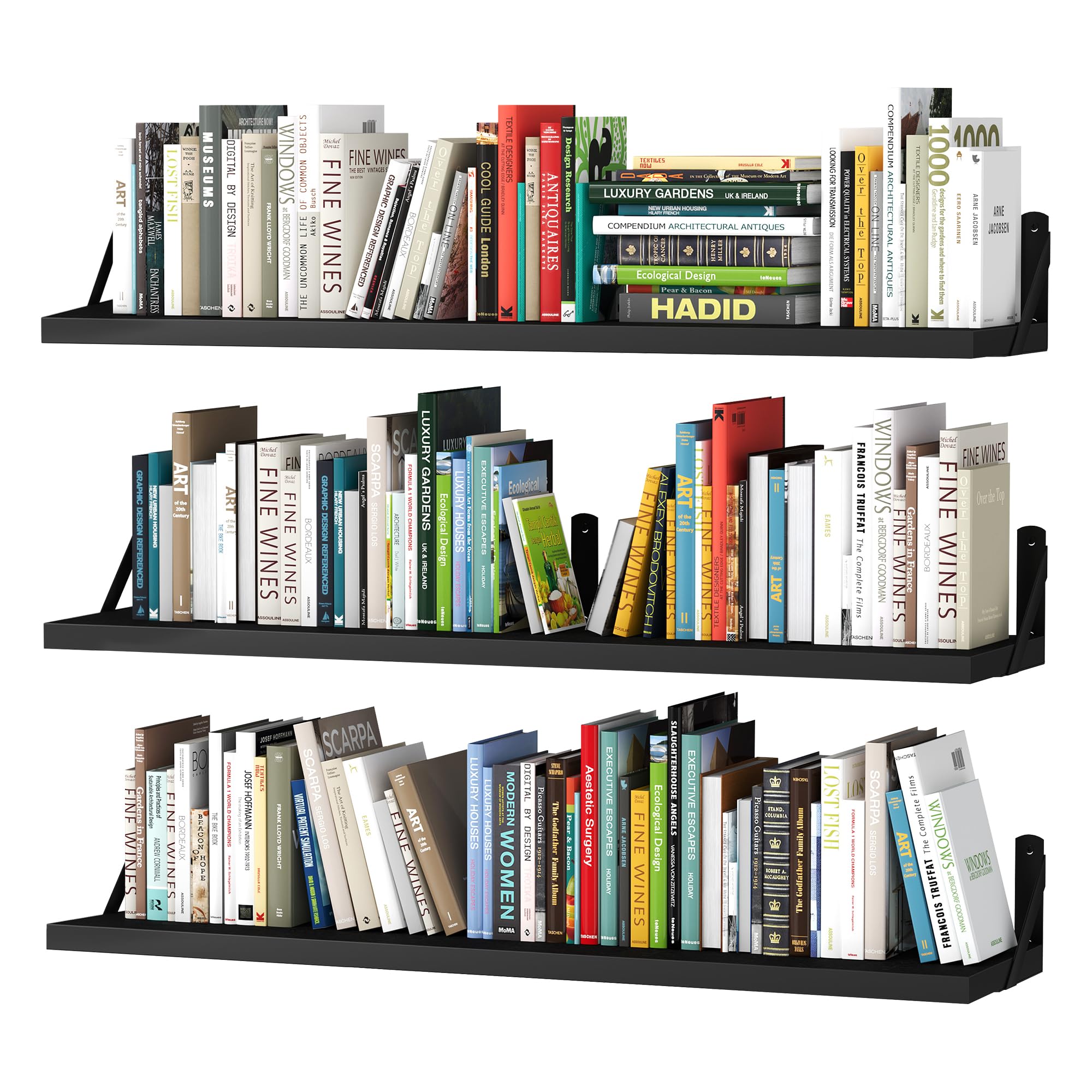 upsimples Floating Book Shelves for Wall, 15.7 Inches Wood Shelves for Living Room, Bathroom, Bedroom, Kitchen Storage and Decoration, White