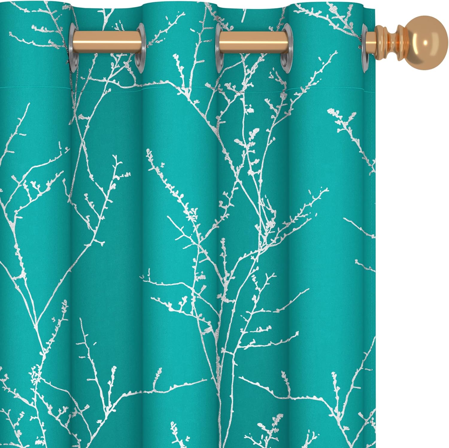 Deconovo Blackout Curtains, Grey Curtain, Thermal Insulated Soundproof Curtain Drapes, Wave Dot Foil Print, 52 x 84 Inch, 2 Panels, Machine‑Washable Privacy Window Drape for Bedroom Living Room Office