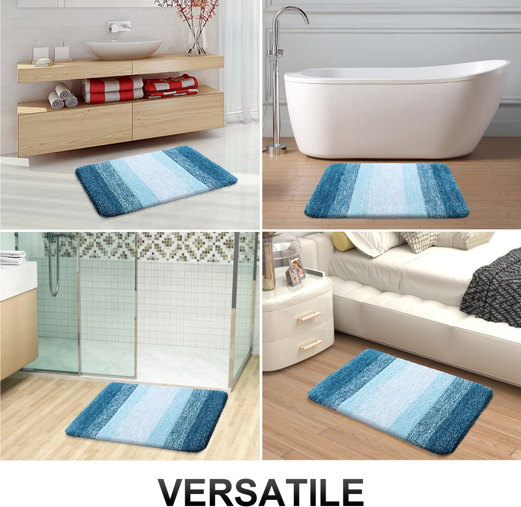 OLANLY Bathroom Rugs Sets 3 Piece, Soft Absorbent Microfiber Bath Mats and U-Shaped Contour Toilet Rug, Machine Wash Dry, Plush Shaggy Bath Mat Set for Bathroom (30"x20"+24"x16"+24"x20", Grey)