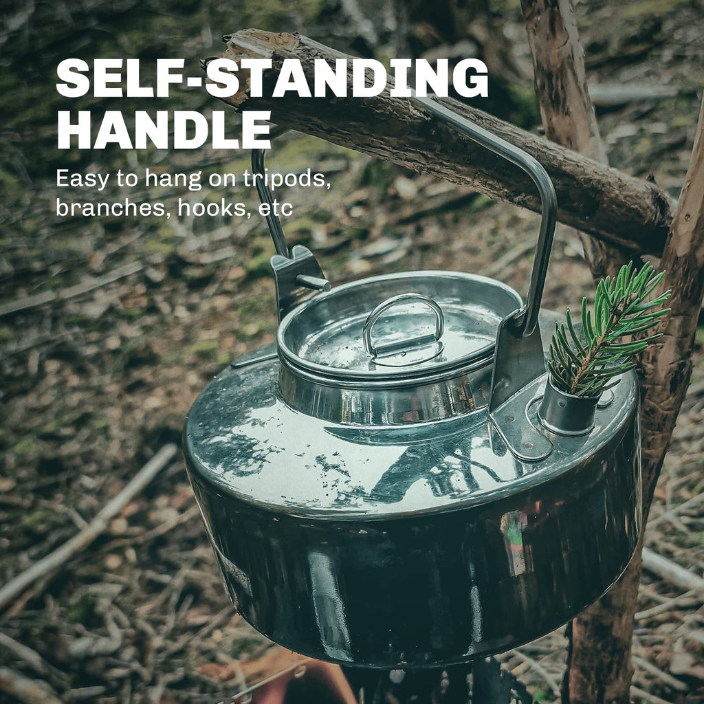 Fire-Maple Antarcti Portable 1.2 Liter Lightweight Stainless Steel Camping Kettle | Durable and Portable Camp Tea Pot | Ideal for Bushcraft and Outdoor Campfire Use