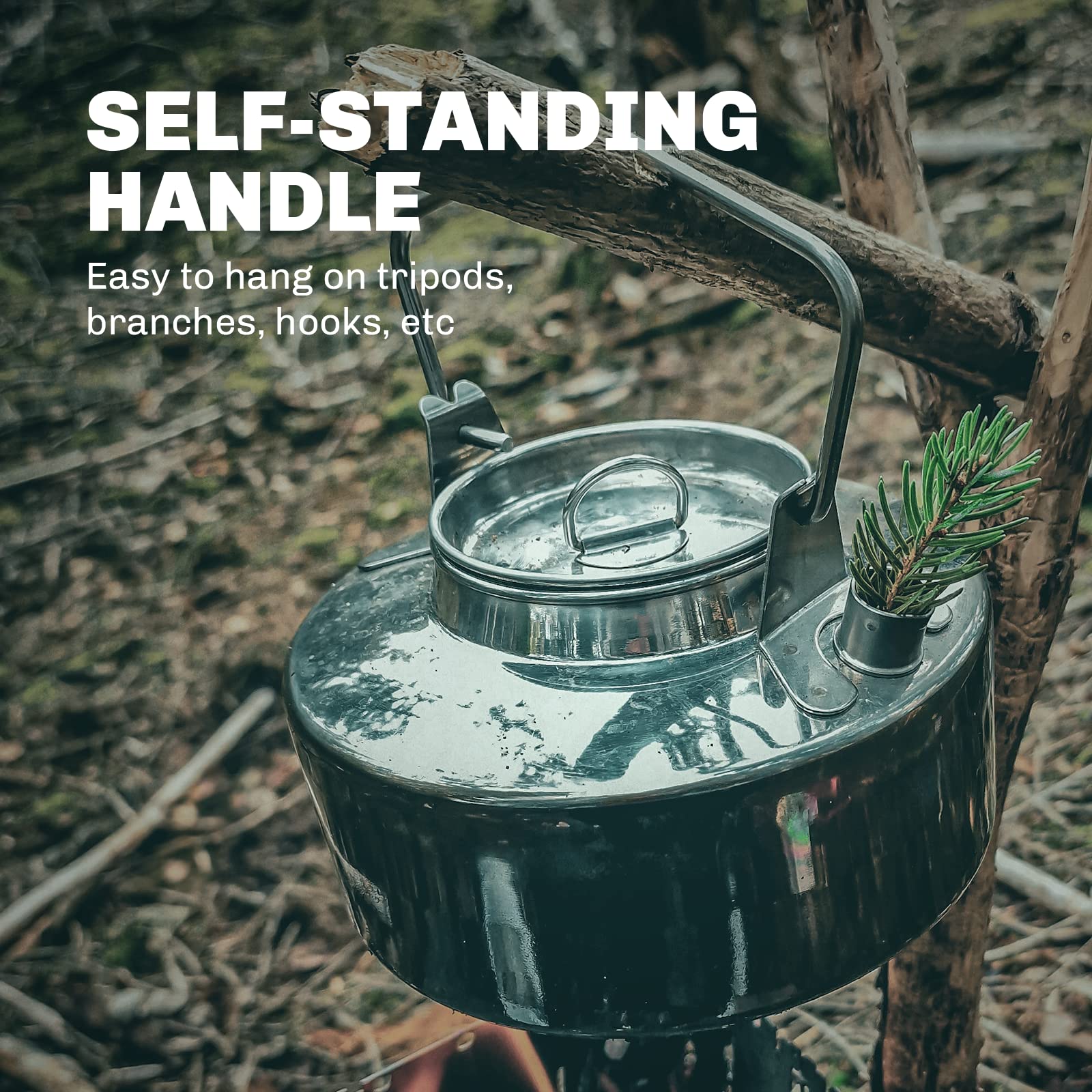 Fire-Maple Antarcti Portable 1.2 Liter Lightweight Stainless Steel Camping Kettle | Durable and Portable Camp Tea Pot | Ideal for Bushcraft and Outdoor Campfire Use