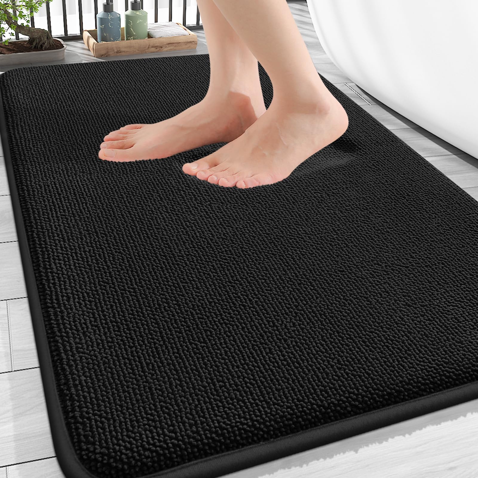 OLANLY Thick Memory Foam Bath Mat Rug 30x20, Extra Soft Absorbent Bathroom Rugs, Quick Dry Bath Mats, Non-Slip, Machine Washable Carpet for Bathroom, Tub and Shower, Home Decor Accessories, Grey