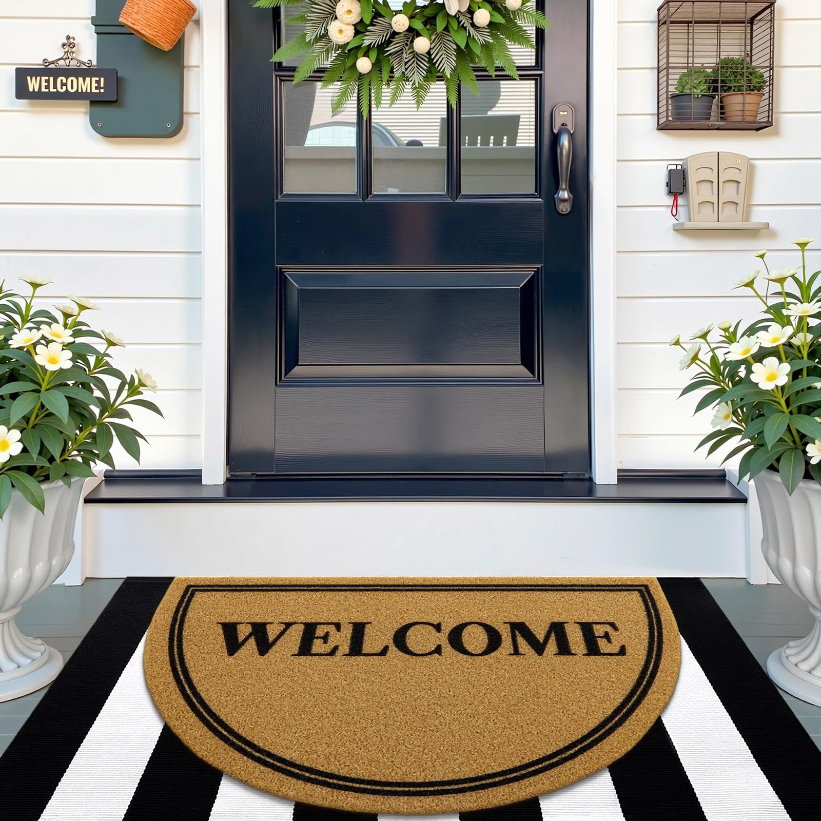 OLANLY Front Door Mat, Low Profile Doormat, Stain and Fade Resistant, Easy to Clean, for Indoor and Outdoor Entrances, Patio Porch or Entryway, Brown (30x17 Inch, Home Sweet Home)
