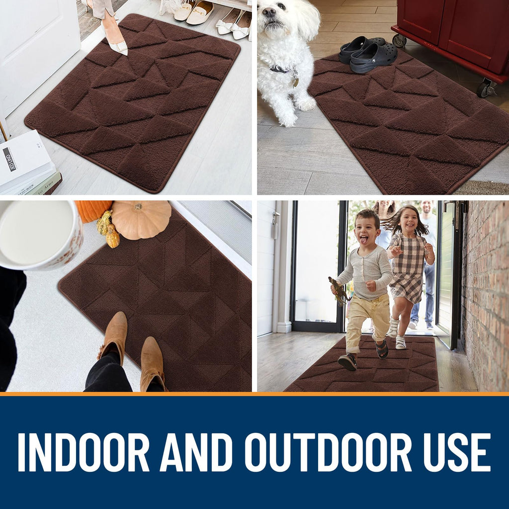 OLANLY Door Mats Indoor, Non-Slip, Absorbent, Dirt Resist, Entrance Washable Mat, Low-Profile Inside Entry Doormat for Entryway (32x20 inches, Grey)