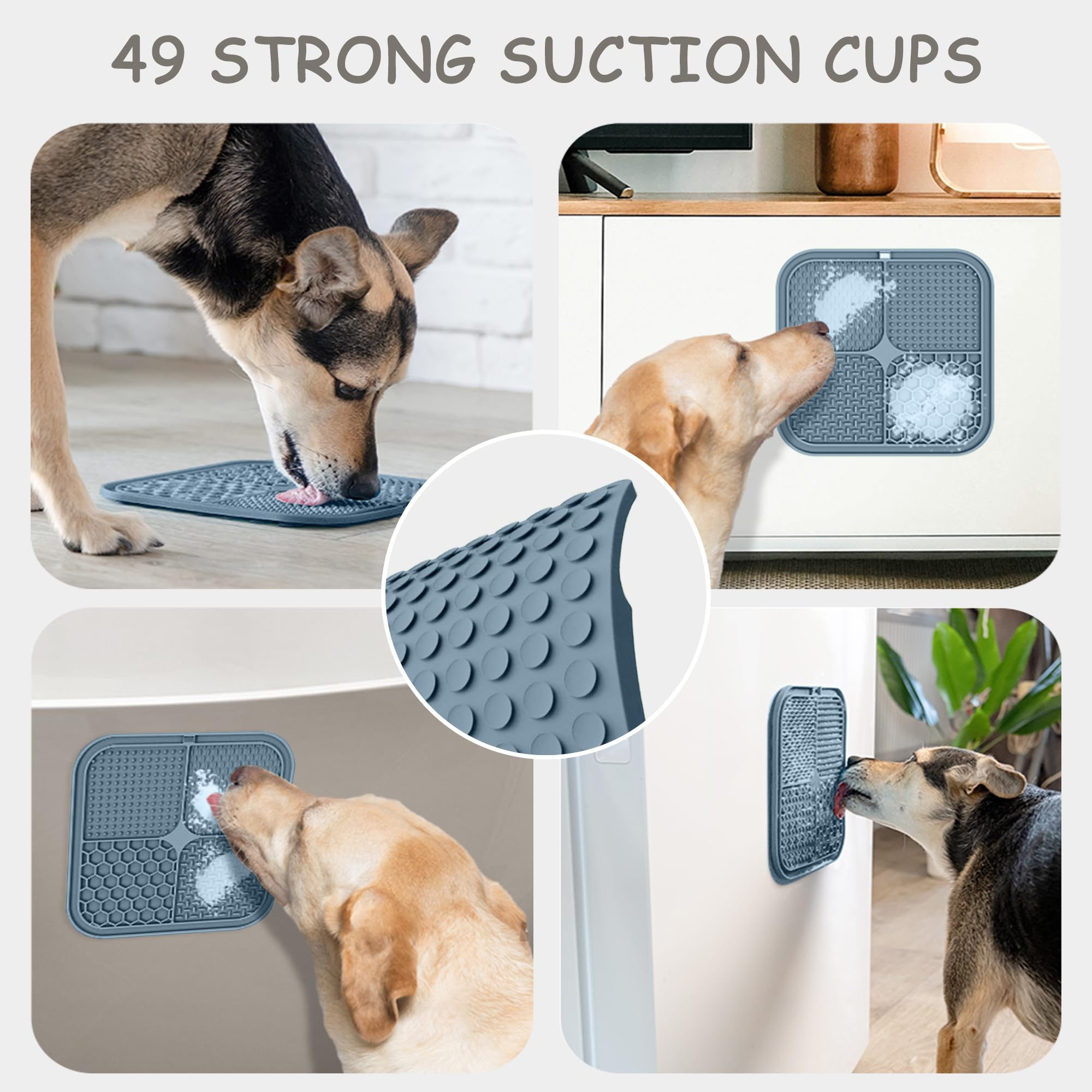 2 Pack Lick Mat for Dogs,Cats,Upgraded 8.5×8.5 inches Licking Mats with Suction Cups,Slow Feeder Licking Pad for Anxiety Relief and Boredom Reducer,Suitable for Dog Training Set 2