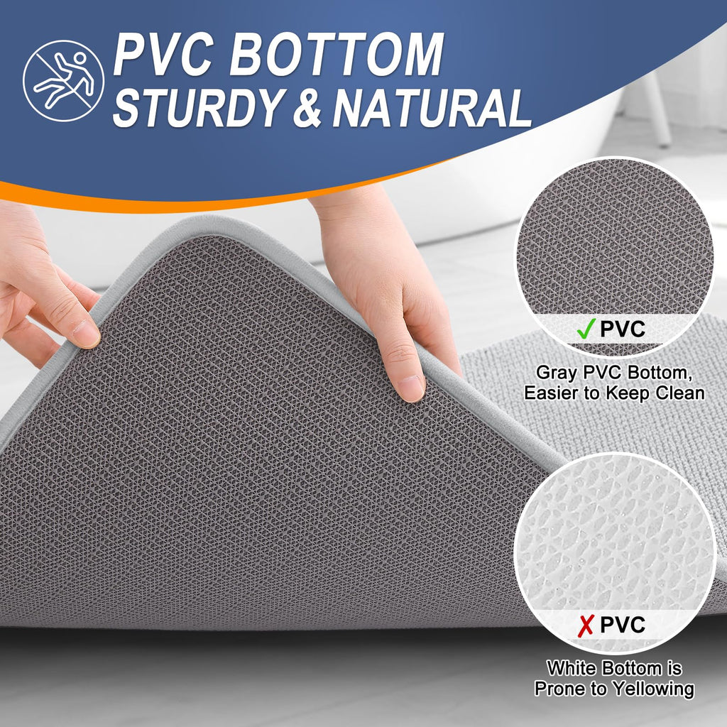 OLANLY Bathroom Rugs Sets 2 Piece, Soft Absorbent Memory Foam Bath Rug Set, Non-Slip, Quick Dry, Machine Washable Bath Mats for Bathroom, Home Decor Accessories (30"x20"+24"x16", Grey)