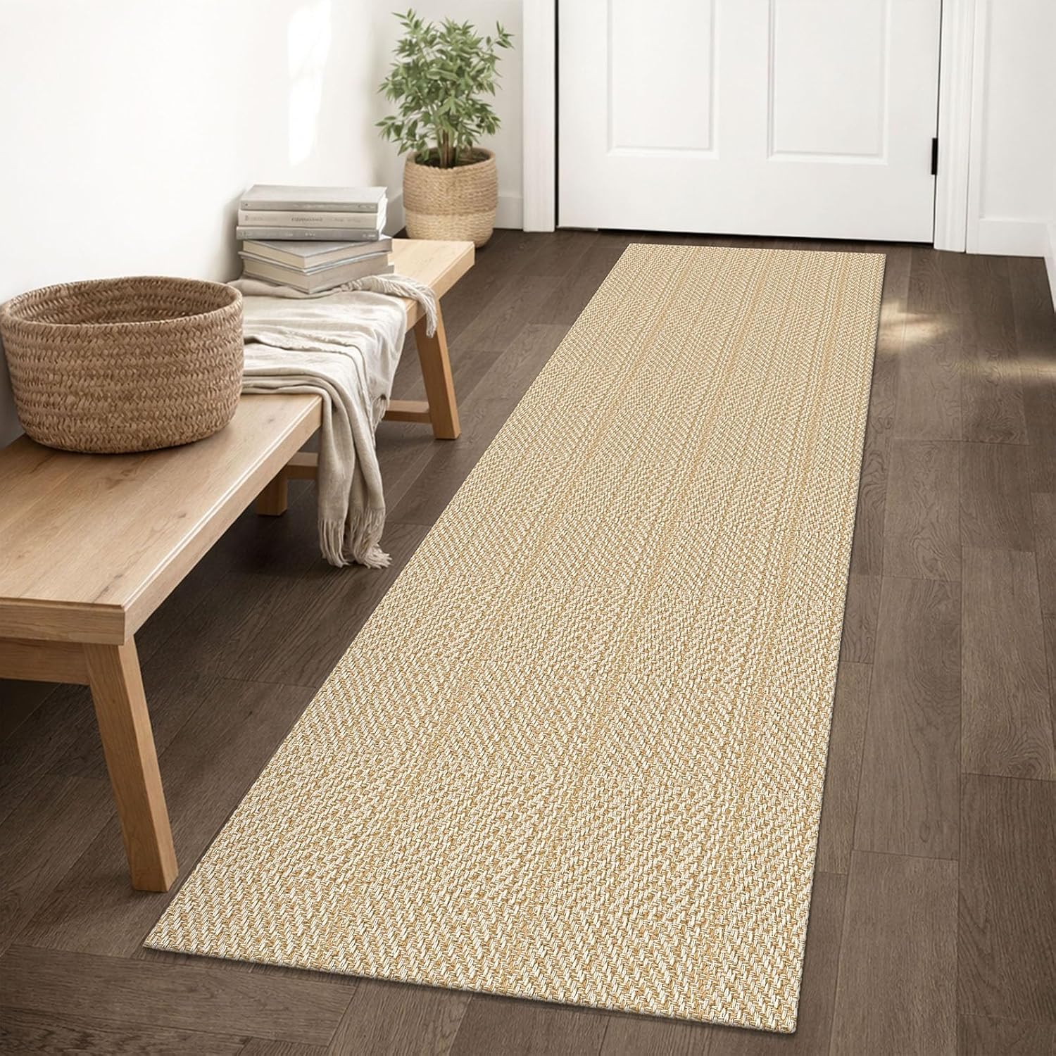 IOHOUZE Small Area Rug 2x3 Washable Woven Rugs for Entryway Non Slip Rubber Backed Kitchen Rugs Indoor Outdoor Doormat Throw Rug Floor Carpet for Entrance Front Door, Orange/Tan/Brown