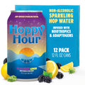 Hoppy Hour Sparkling Hop Water, Non-Alcoholic and Adaptogens Drink, Zero Sugar and Calories, Refreshing Original Citrus Flavor, 12 oz Cans (12-Pack)