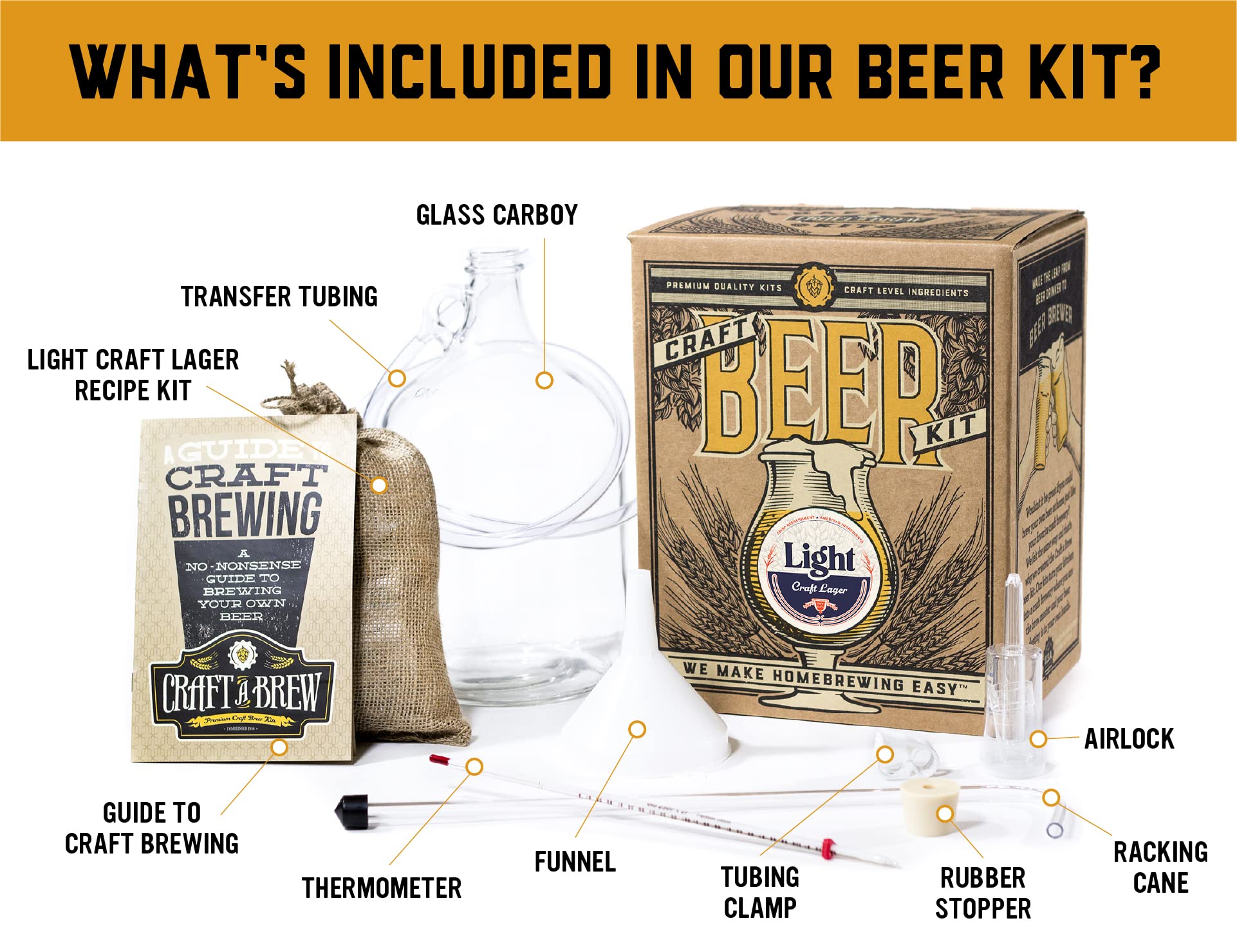 Craft A Brew - American Pale Ale - Beer Making Kit - Make Your Own Craft Beer - Complete Equipment and Supplies - Starter Home Brewing Kit - 1 Gallon