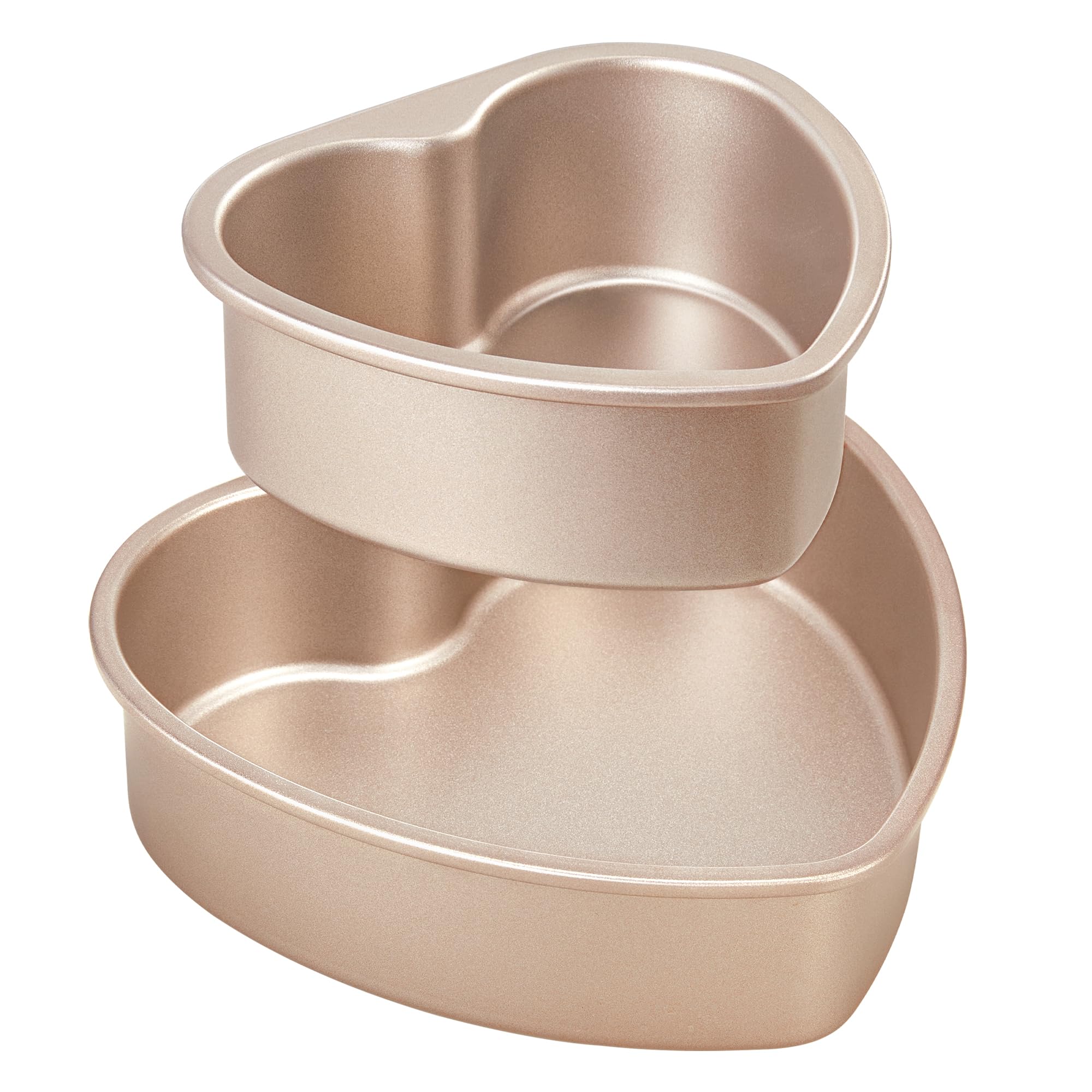HONGBAKE Heart Shaped Cake Pan, Nonstick 8 & 6 inch Cheesecake Pans Set, Heart Shape Layer Cake Mold, Baking Tin for Valentine's Day, Weddings, 2 Pieces, Heavy Duty, Grey