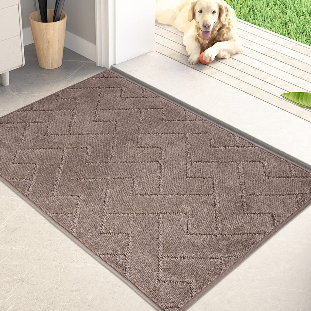 PURRUGS Dirt Trapping Door Mat 20" x 31.5", Non-Slip Machine Washable Entry Rug, Dog Doormat, Indoor Front Door Mat, Super Absorbent Entryway Rug for Muddy Shoes & Paws, Taupe