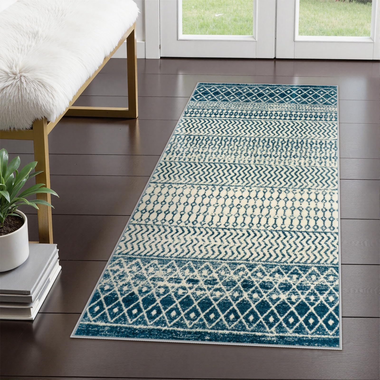 Moroccan Washable Rugs, 2x3 Light Grey Rug Non-Slip Small Distressed Entryway Rugs, Soft Low-Pile Bedroom Rug Indoor Doormat Carpet for Entryway Kitchen Bathroom