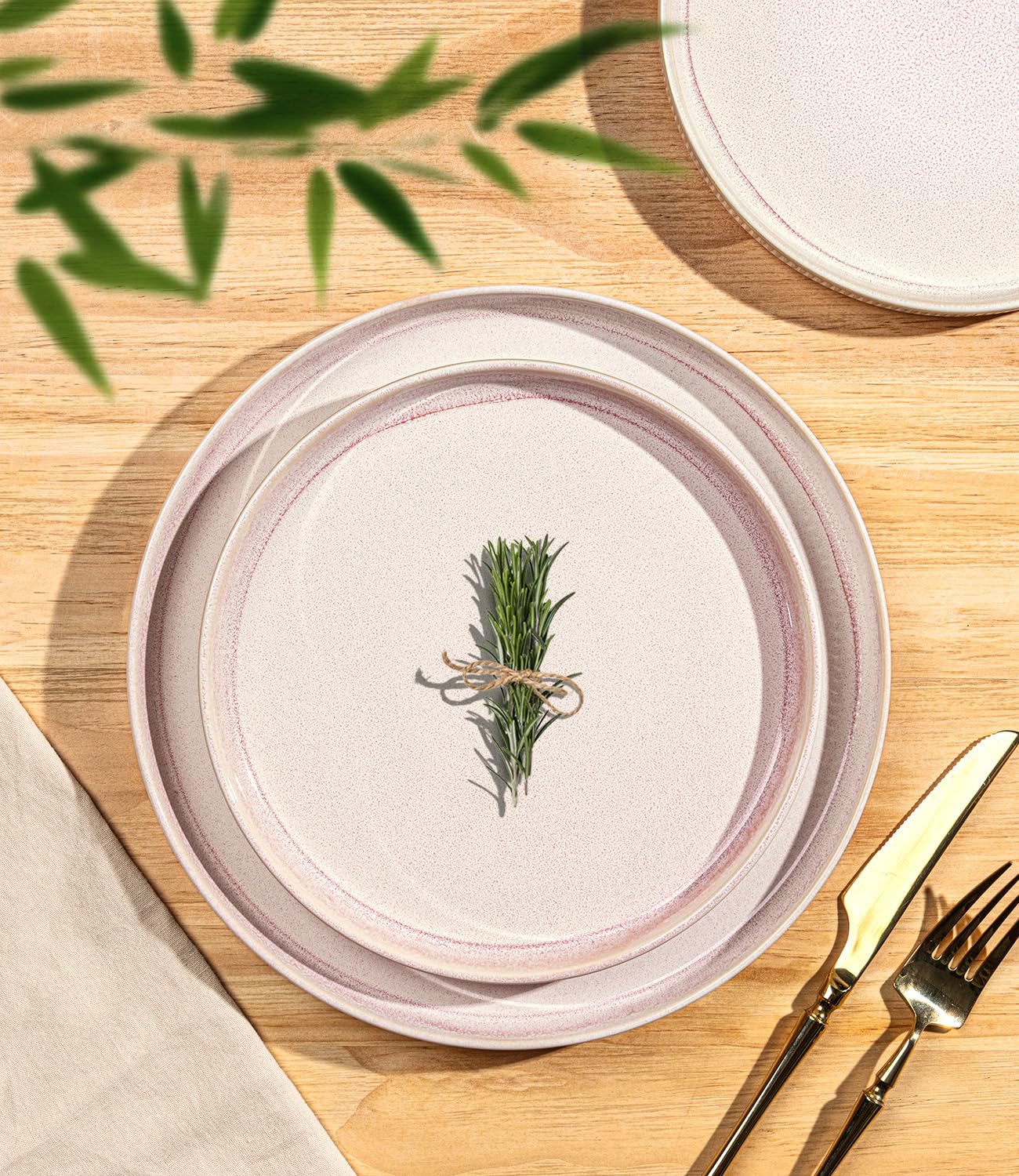 TheTerra Ceramic Dinnerware Sets for 4, 12 Pieces Porcelain Lightweight Speckled Plates and Bowls Sets, Scratch Resistant Dish Set, Oven & Microwave & Dishwasher Safe