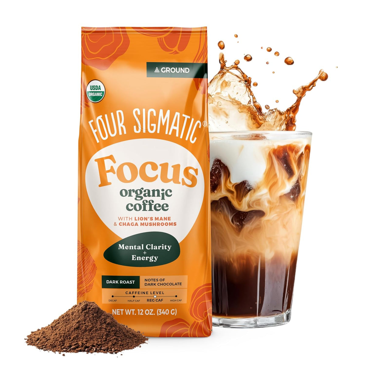 Four Sigmatic Gut Health Organic Ground Coffee | Medium Roast, Immune Boosting Probiotic Mushroom Coffee with Chaga & Turkey Tail for Gut Health & Immune Support | 12oz Bag