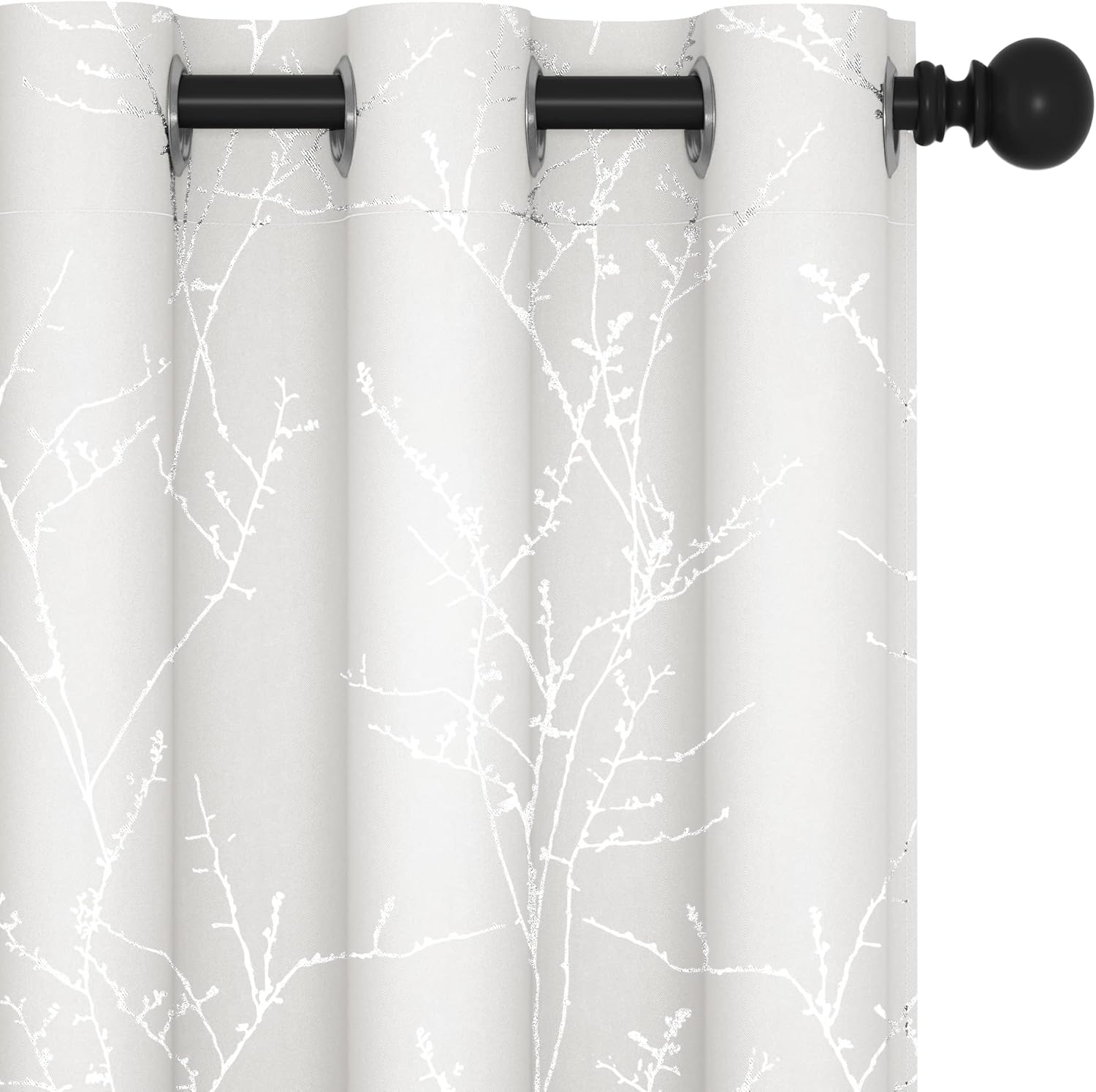 Deconovo Blackout Curtains, Grey Curtain, Thermal Insulated Soundproof Curtain Drapes, Wave Dot Foil Print, 52 x 84 Inch, 2 Panels, Machine‑Washable Privacy Window Drape for Bedroom Living Room Office