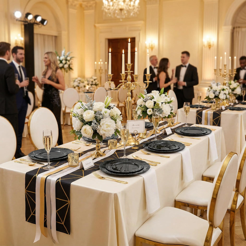 DaYammi 150Pcs Ivory Plastic Plates with Gold Rim,Disposable Plastic Plates Include 30 Dinner Plate,30 Salad Plate,30 Forks,30 Spoons,30 Knives,Ivory and Gold Plates for Party,Wedding,Mother's Day