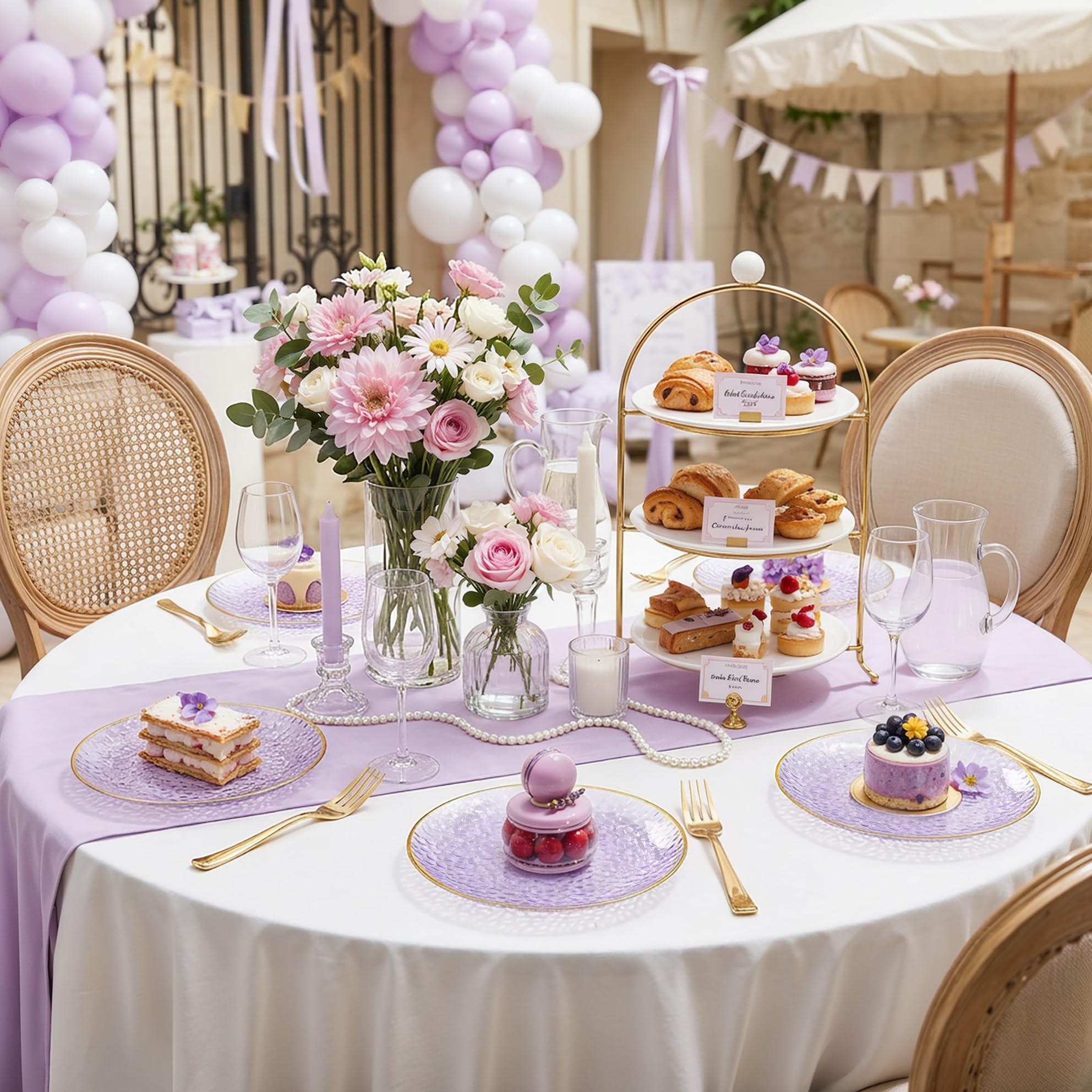 DaYammi 240Pcs Gold Plastic Plates Including 120Pcs Dessert Plates and 120Pcs Cake Forks,Hammered Party Plate,Clear Gold Appetizer plates Heavy duty Disposable Plastic Plate for Party Wedding Birthday