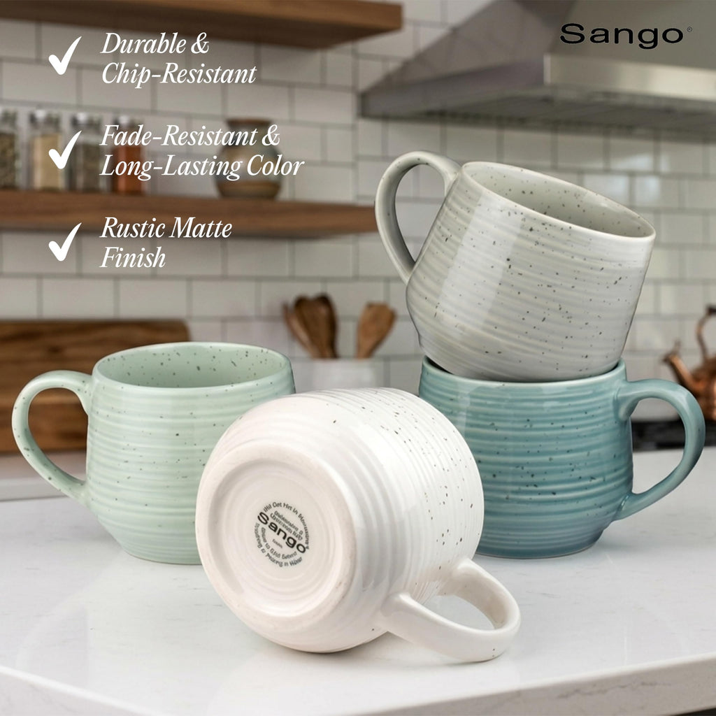 Sango Siterra Painter's Palette 16-Piece Stoneware Dinnerware Set - Service for 4, Ceramic Plates and Bowls Sets, Chip Resistant, Rustic Dishware, Microwave & Dishwasher Safe Kitchen Dishes