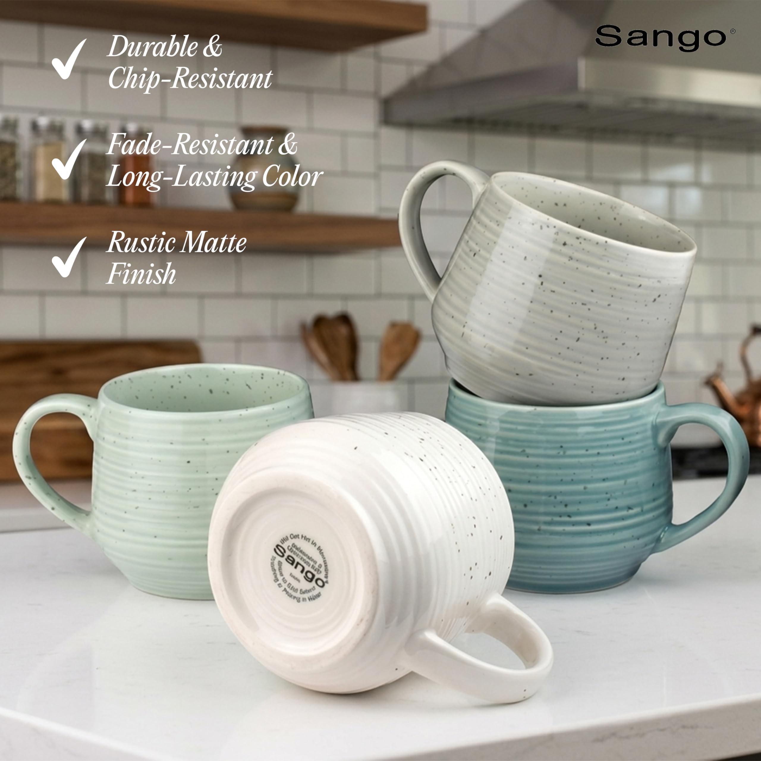 Sango Siterra Painter's Palette 16-Piece Stoneware Dinnerware Set - Service for 4, Ceramic Plates and Bowls Sets, Chip Resistant, Rustic Dishware, Microwave & Dishwasher Safe Kitchen Dishes