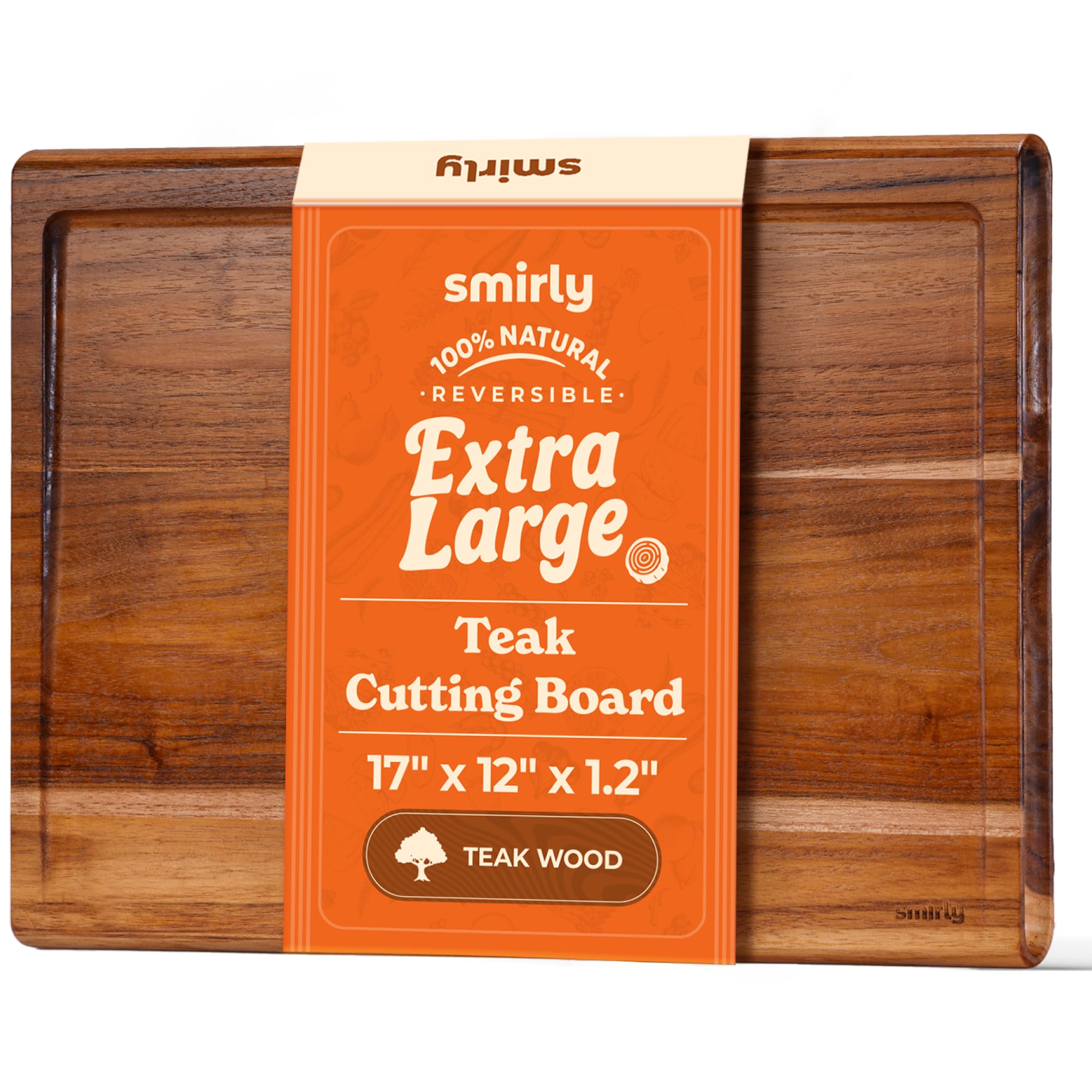 Smirly Non Toxic Larch Cutting Boards for Kitchen [1.2" Thickness][17"Extra Large] Cutting Chopping Board with Deep Juice Groove Heavy Duty & Easy Clean
