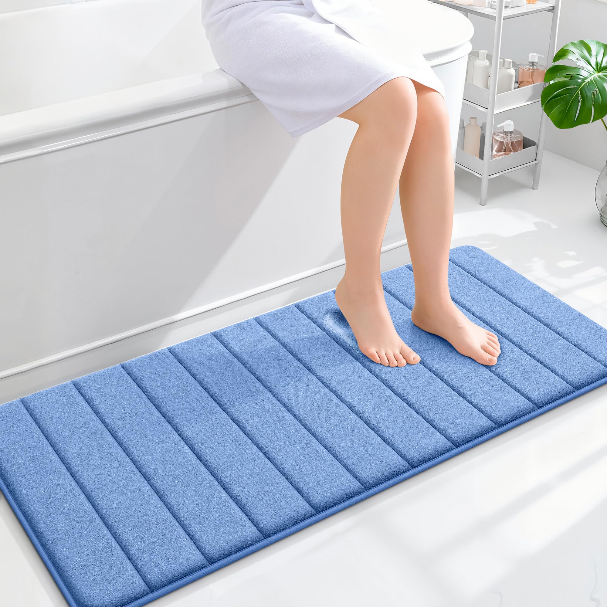 OLANLY Memory Foam Bath Mat 30x20, Super Soft Absorbent Bathroom Rugs, Quick Dry, Machine Washable Shower Floor Rugs, Bathmat Carpet, Bathroom Home Decor Accessories, Grey
