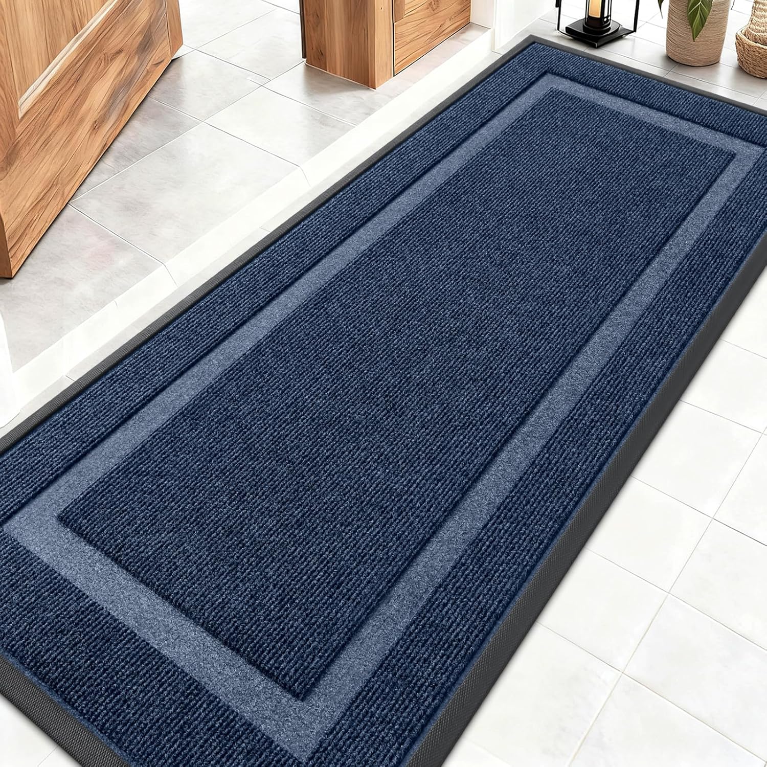 OLANLY Front Door Mat Indoor Outdoor Entrance, Waterproof All-Season, All-Weather Doormat, Sturdy Natural Rubber, Fade Resistant, Low Profile, Easy Clean Patio Porch Entryway Mat, 29.5x17, Beige