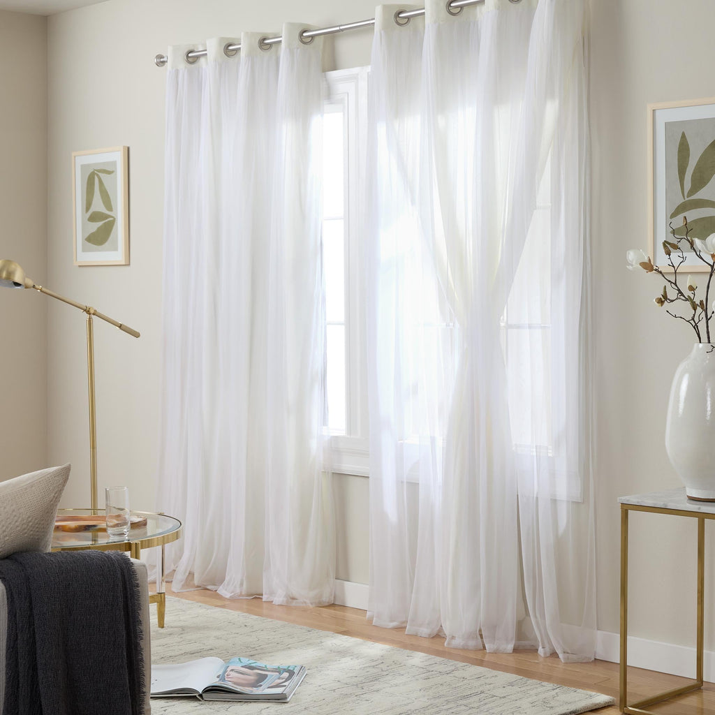 TOWN & COUNTRY LUXE Talia Double Layer Indoor Curtains, Sheer and Room Darkening Blackout, Grommet Top, Energy Efficient, 2-Pack Set, 52"x84", Rose Blush