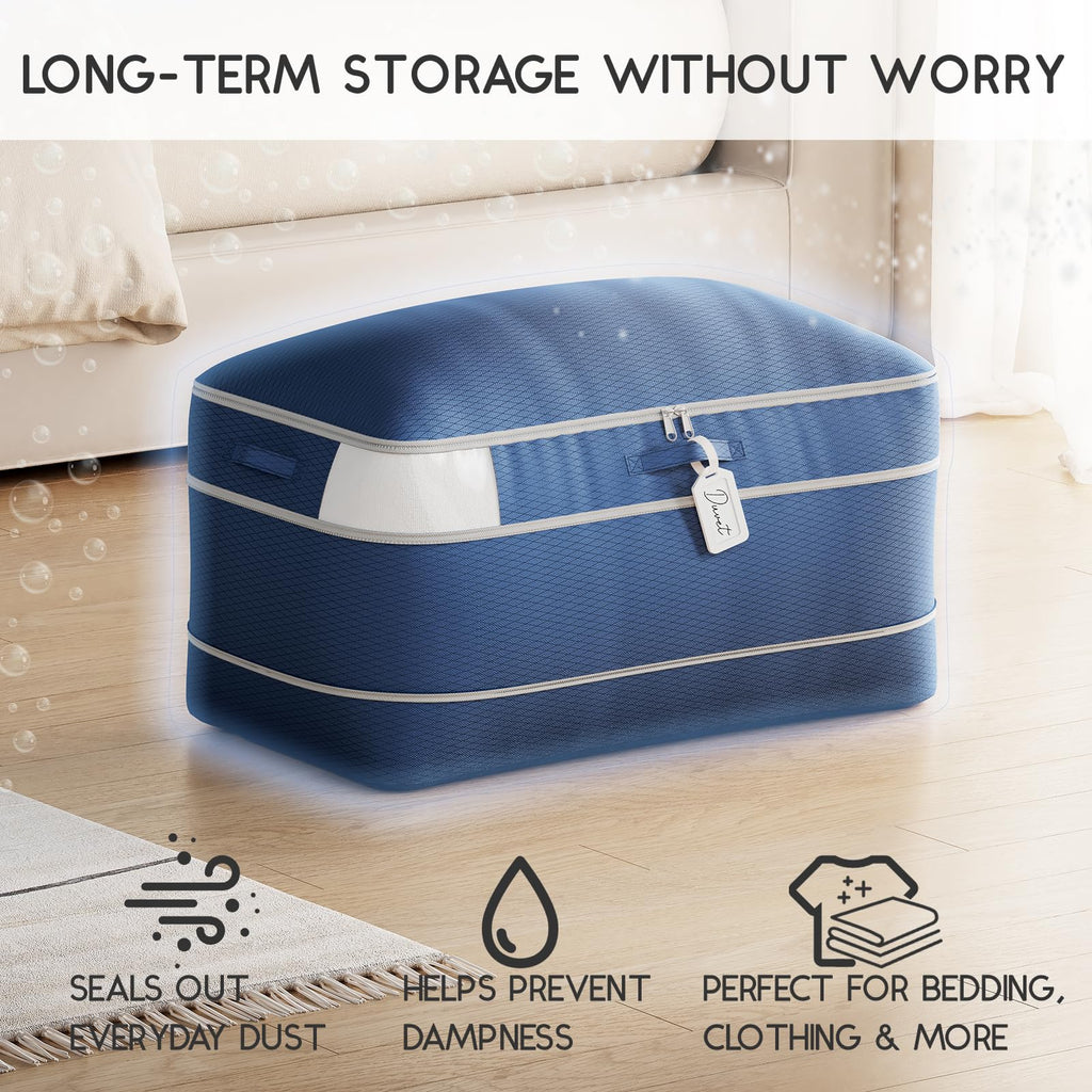 Homsorout 4 Pack Compression Storage Bags - 110L Large Capacity Comforter Storage Bag, 3-Layer Washable Ultra Space Saving Self Compression Organizer Space Bags for Blanket, Sweater, Sheet, Black
