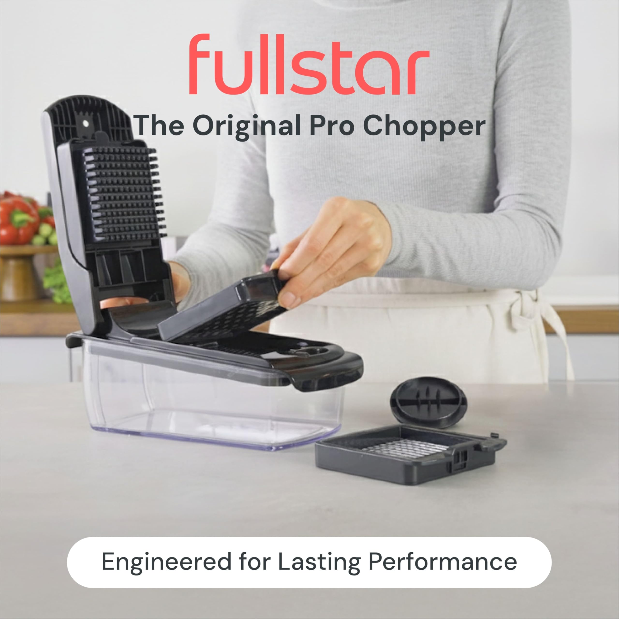Fullstar The Original Pro Chopper - Vegetable Chopper and Spiralizer, Food Chopper with Container, Fruit Slicer, Kitchen Gadgets & Gifts, Home Essentials (4 in 1, White)