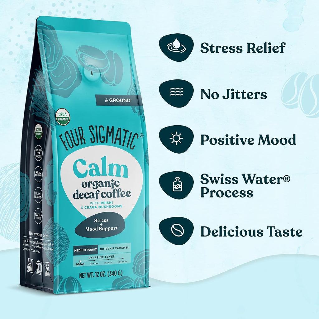 Four Sigmatic Gut Health Organic Ground Coffee | Medium Roast, Immune Boosting Probiotic Mushroom Coffee with Chaga & Turkey Tail for Gut Health & Immune Support | 12oz Bag