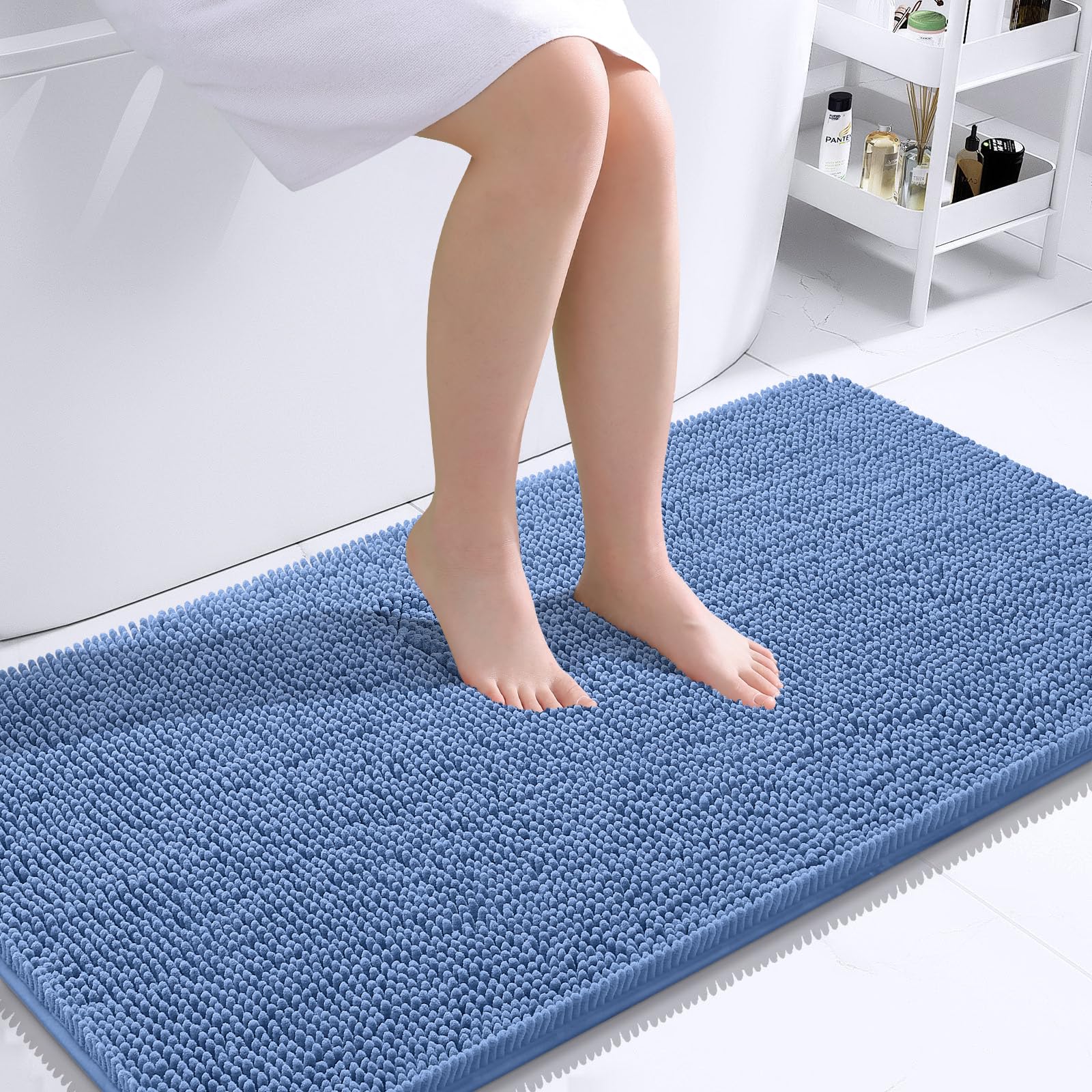 OLANLY Bathroom Rugs 30x20, Extra Soft Absorbent Chenille Bath Rugs, Rubber Backing Quick Dry, Machine Washable Bath Mats for Bathroom Floor, Tub and Shower, Home Decor Accessories, Grey