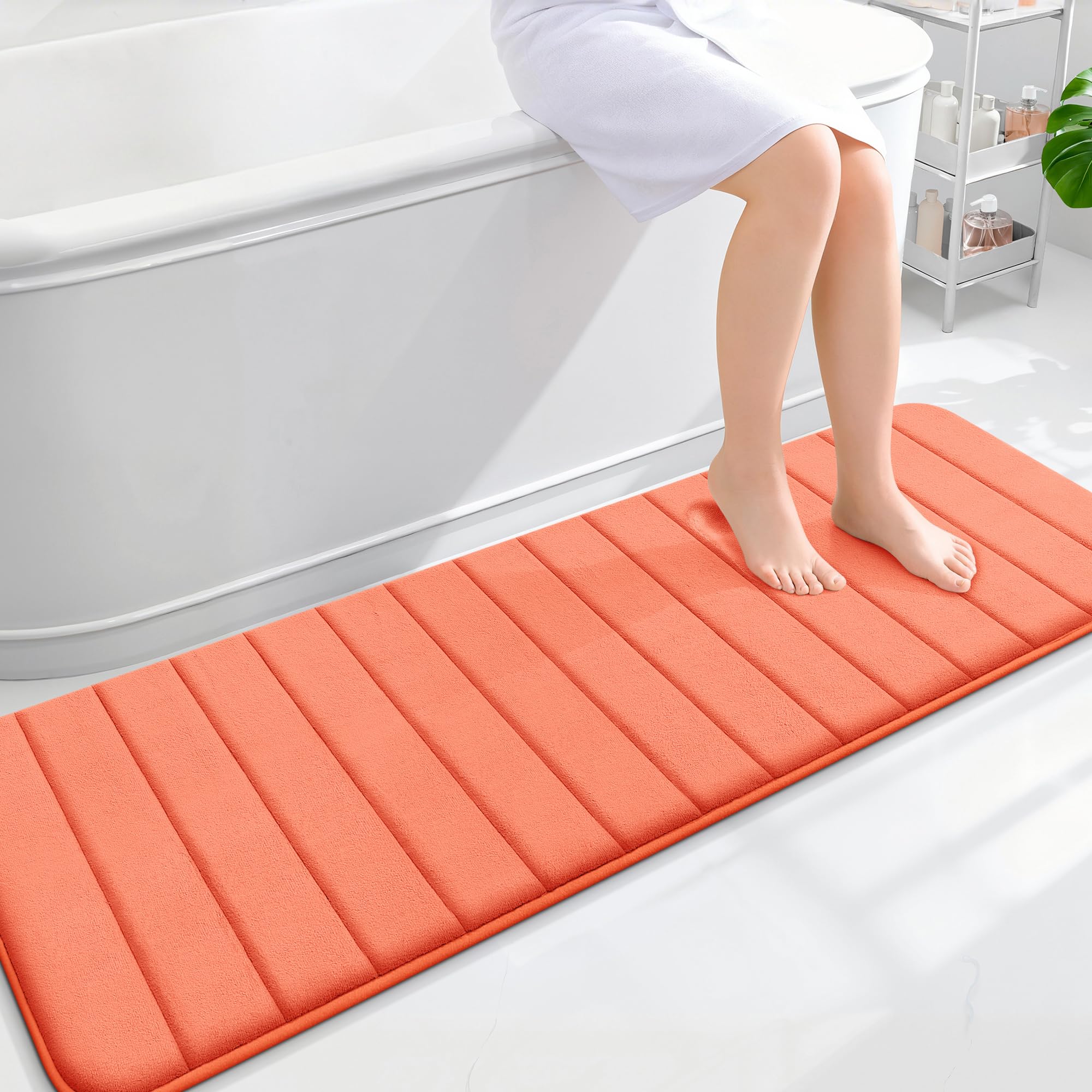 OLANLY Memory Foam Bath Mat 30x20, Super Soft Absorbent Bathroom Rugs, Quick Dry, Machine Washable Shower Floor Rugs, Bathmat Carpet, Bathroom Home Decor Accessories, Grey