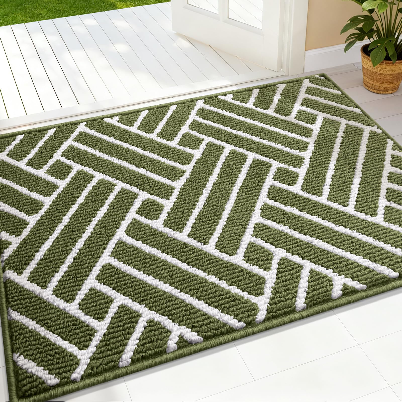 OLANLY Indoor Door Mat, 32x20 Inch, Dirt Resistant and Absorbent, Non-Slip Rubber Backing Floor Mats, Easy Clean Low-Profile Doormat for Entryway, Front Door, and Inside Entrance, Grey