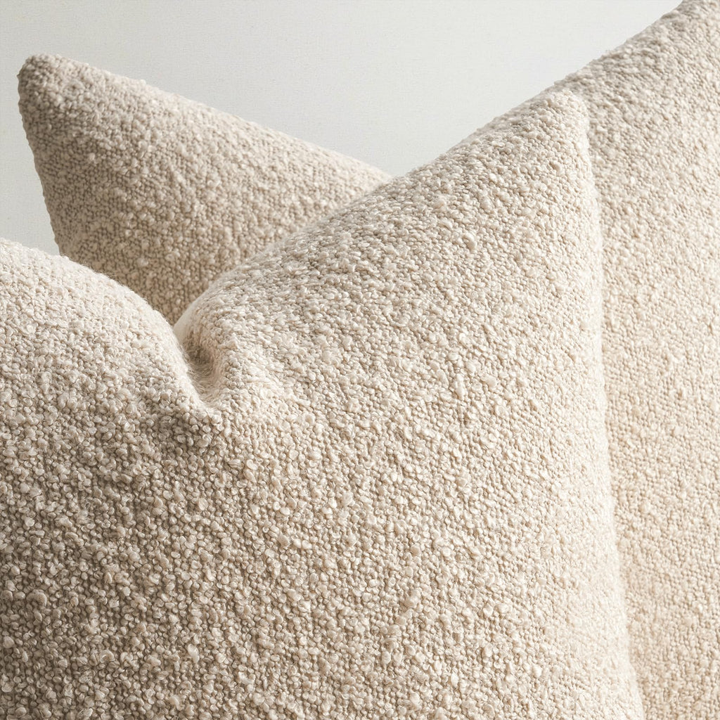 Topfinel Boucle Decorative Pillow Covers 18x18 Inches Set of 4 Neutral Cream Ivory White Pillowcase with Linen Cotton Back Chair Sofa Modern & Minimal Living Room Spring Home Decor