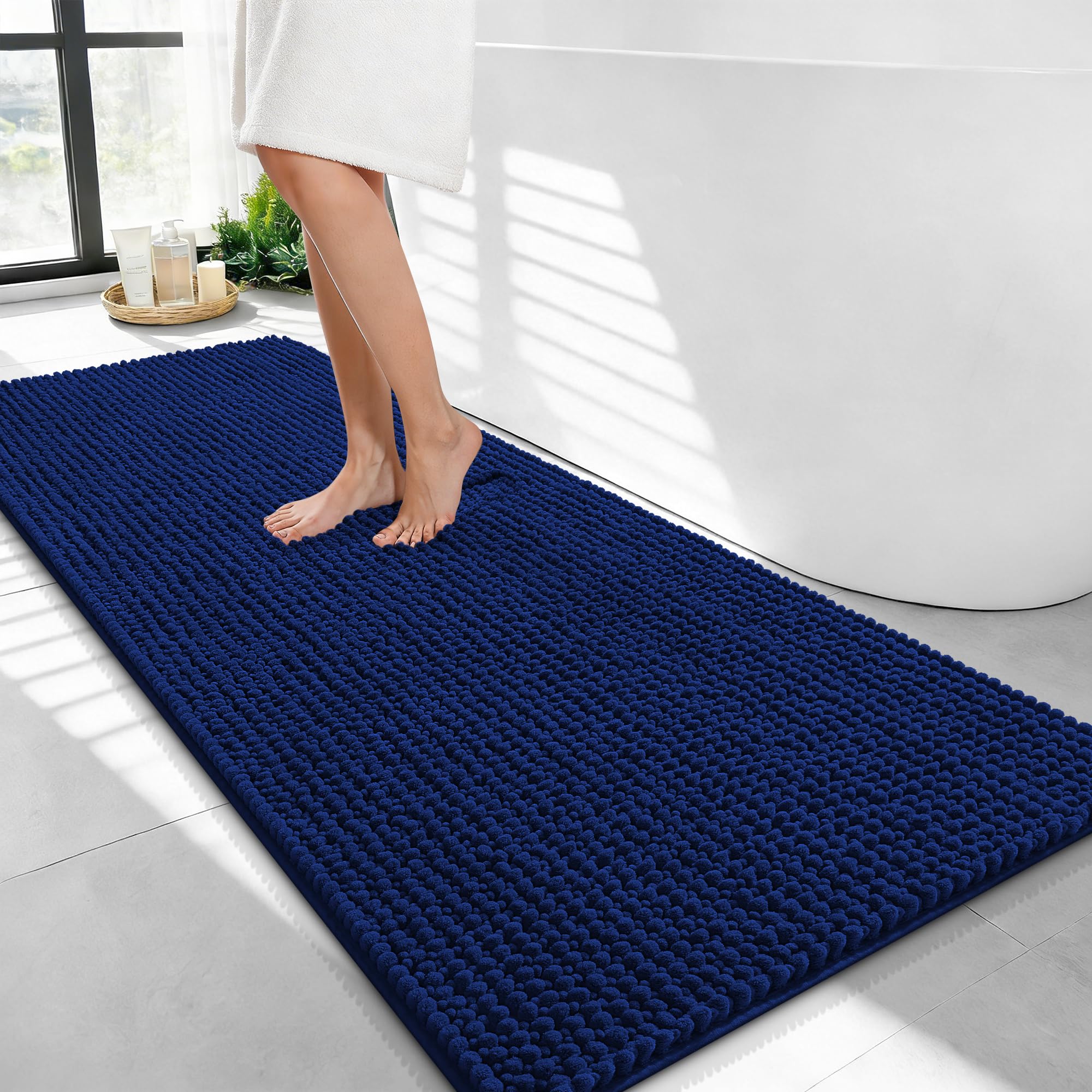 OLANLY Thick Bathroom Rugs 30x20, Extra Soft Absorbent Chenille Bath Rugs, Rubber Backing, Machine Wash Dry, Bath Mats for Bathroom Floor, Tub and Shower, Home Decor Accessories, Grey