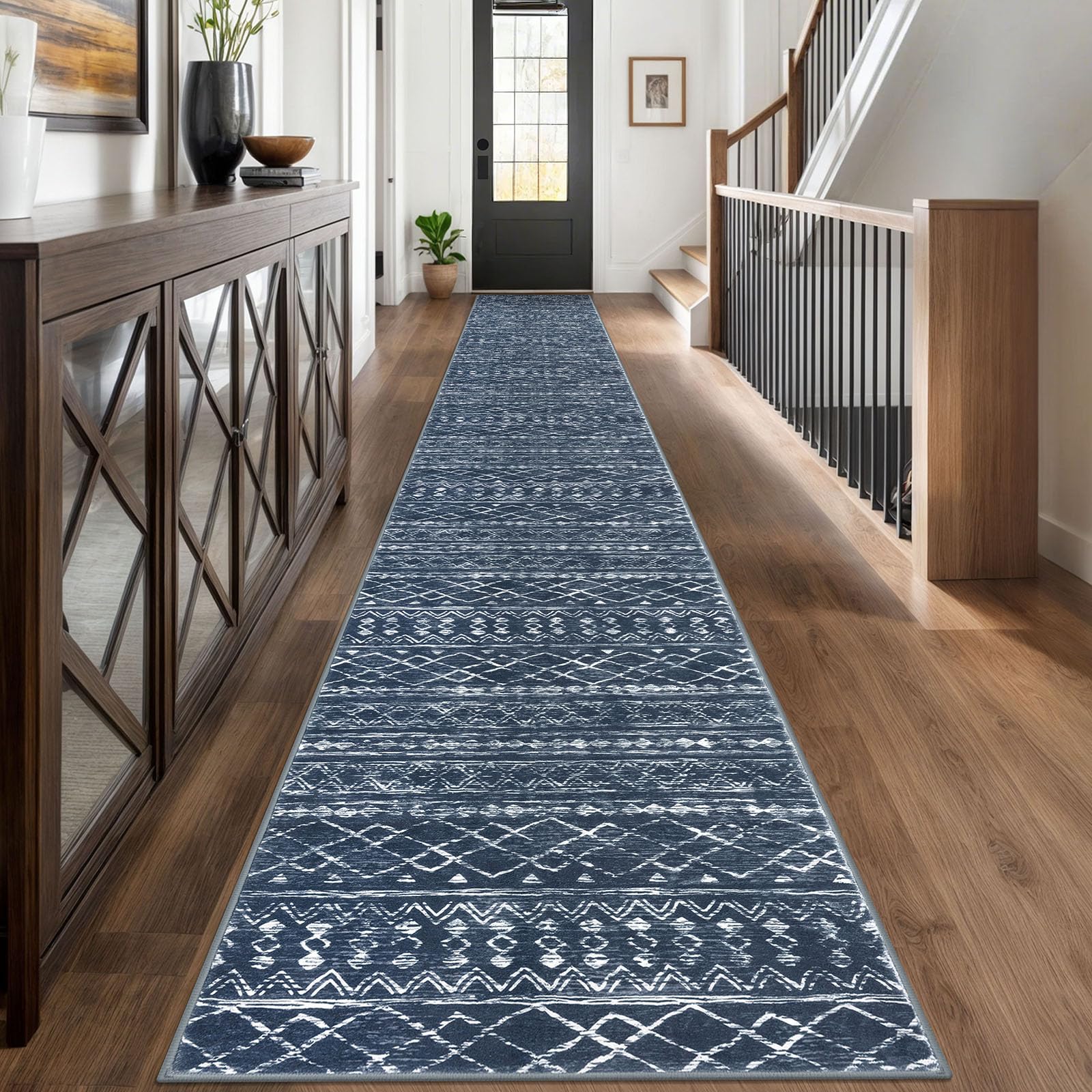 KUTA Washable Non-Slip Rugs for Entryway 2x3, Grey Moroccan Boho Small Area Rug, Ultra Soft Vintage Geometric Low-Pile Indoor Door Mat Floor Carpet for Indoor, Entrance, Kitchen, Bathroom, Bedroom