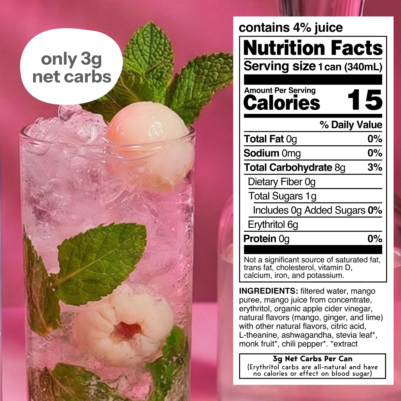 Moment Mocktails Non-Alcoholic Drinks (Shark Tank) - Calm, Clarity & Relaxation with L-Theanine & Ashwagandha - Sparkling Adaptogen Drink - 0 Sugar 0 Caffeine - 12 Pack 11.5 fl oz - Classics