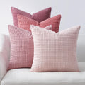 Topfinel Aesthetic Pink Room Decor Throw Pillows Covers for Couch Living Room Bedroom, Coquette Room Decorative Fluffy Corduroy Cushion Cover 18x18 Inch Set of 4 (Blush/Rose/Hot Pink)