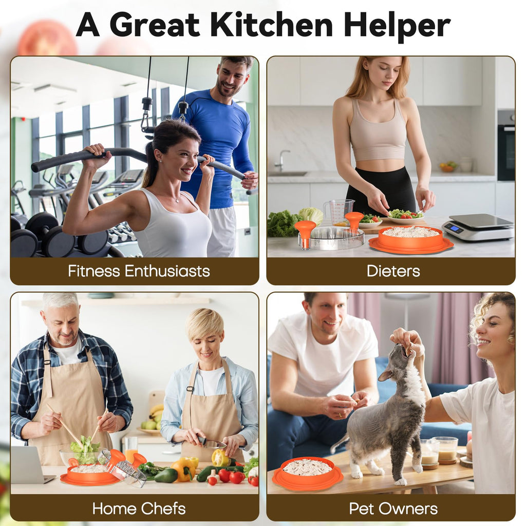 Ukeetap 10" Pro Chicken Shredder Tool Twist Large for Kitchen, BPA-Free Food-Safe Meat Grinder, Visible Chicken Breast Meat Shredder with Strong Anti-Slip Bottom & Ergonomic Handle, Black