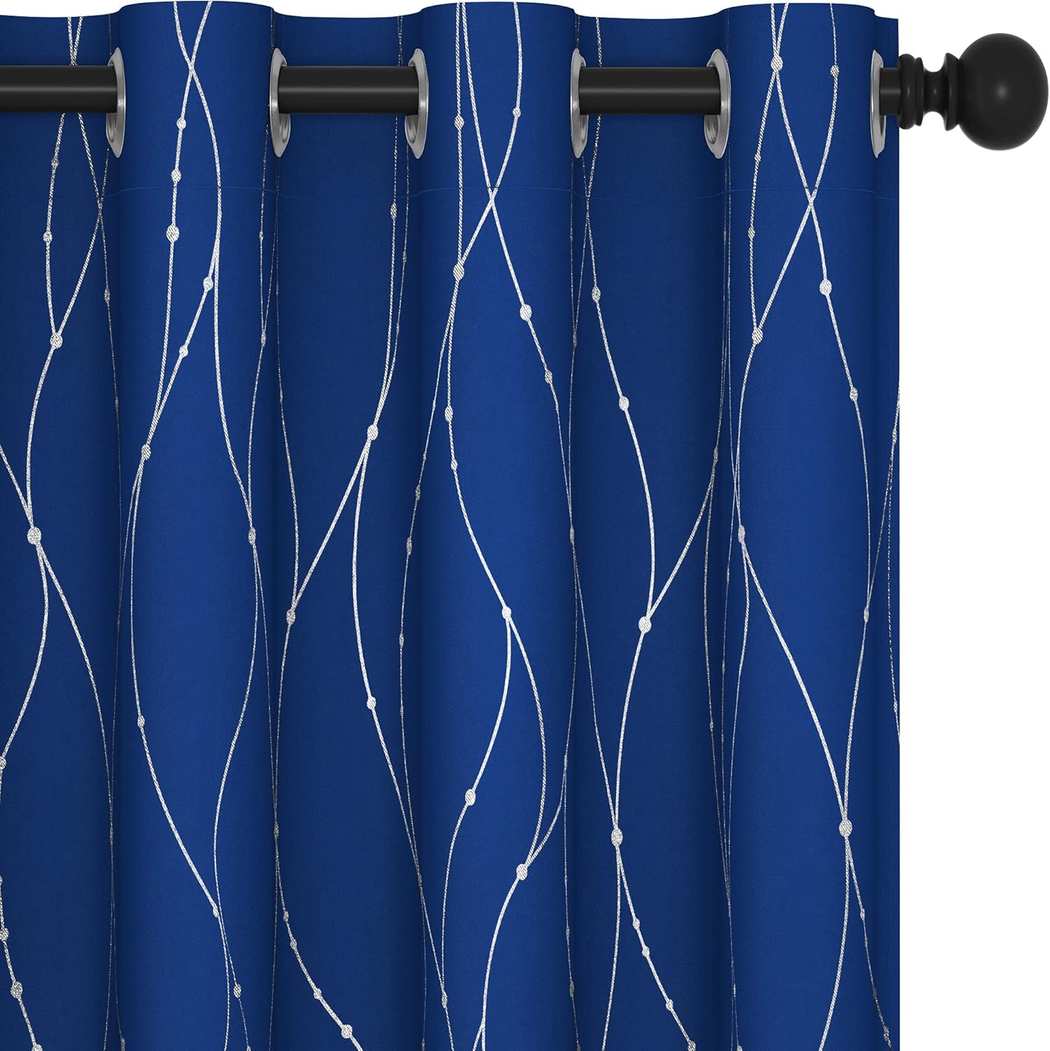Deconovo Blackout Curtains, Grey Curtain, Thermal Insulated Soundproof Curtain Drapes, Wave Dot Foil Print, 52 x 84 Inch, 2 Panels, Machine‑Washable Privacy Window Drape for Bedroom Living Room Office