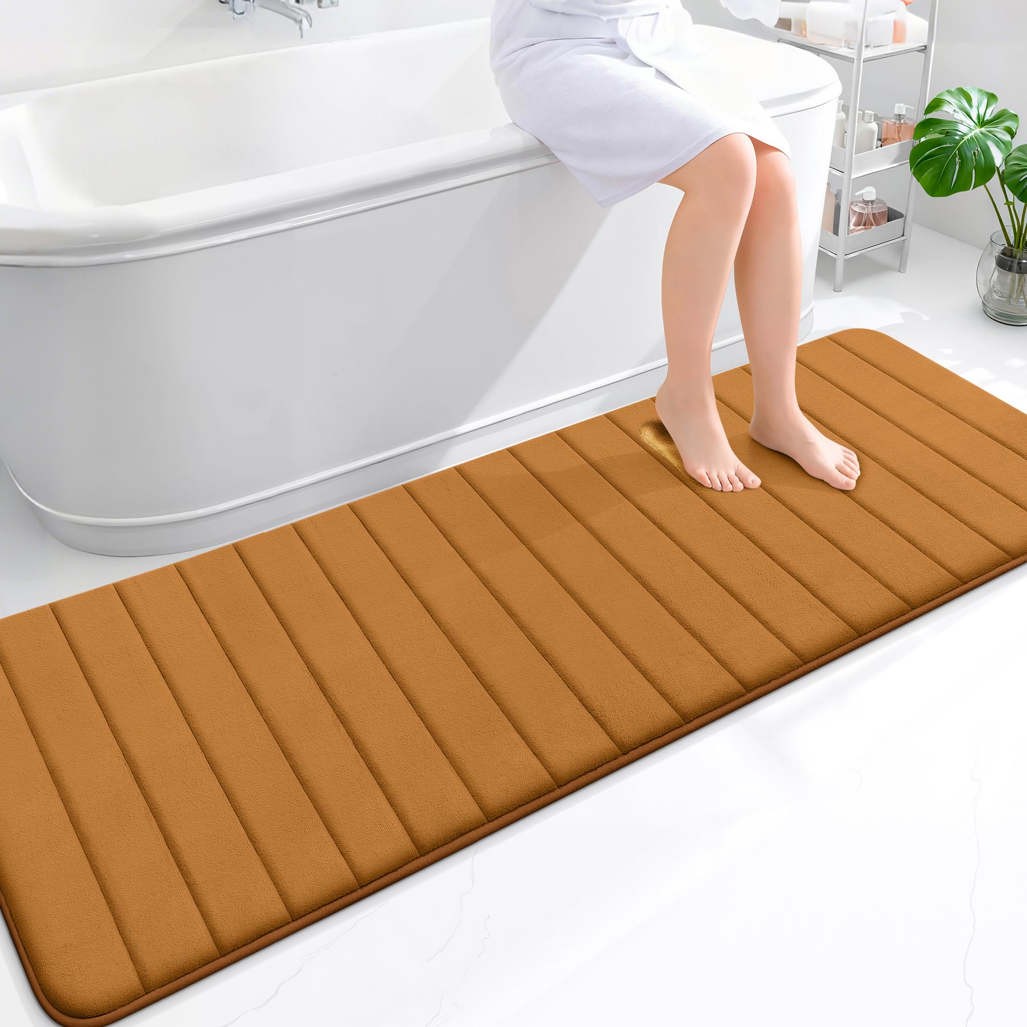 OLANLY Memory Foam Bath Mat 30x20, Super Soft Absorbent Bathroom Rugs, Quick Dry, Machine Washable Shower Floor Rugs, Bathmat Carpet, Bathroom Home Decor Accessories, Grey