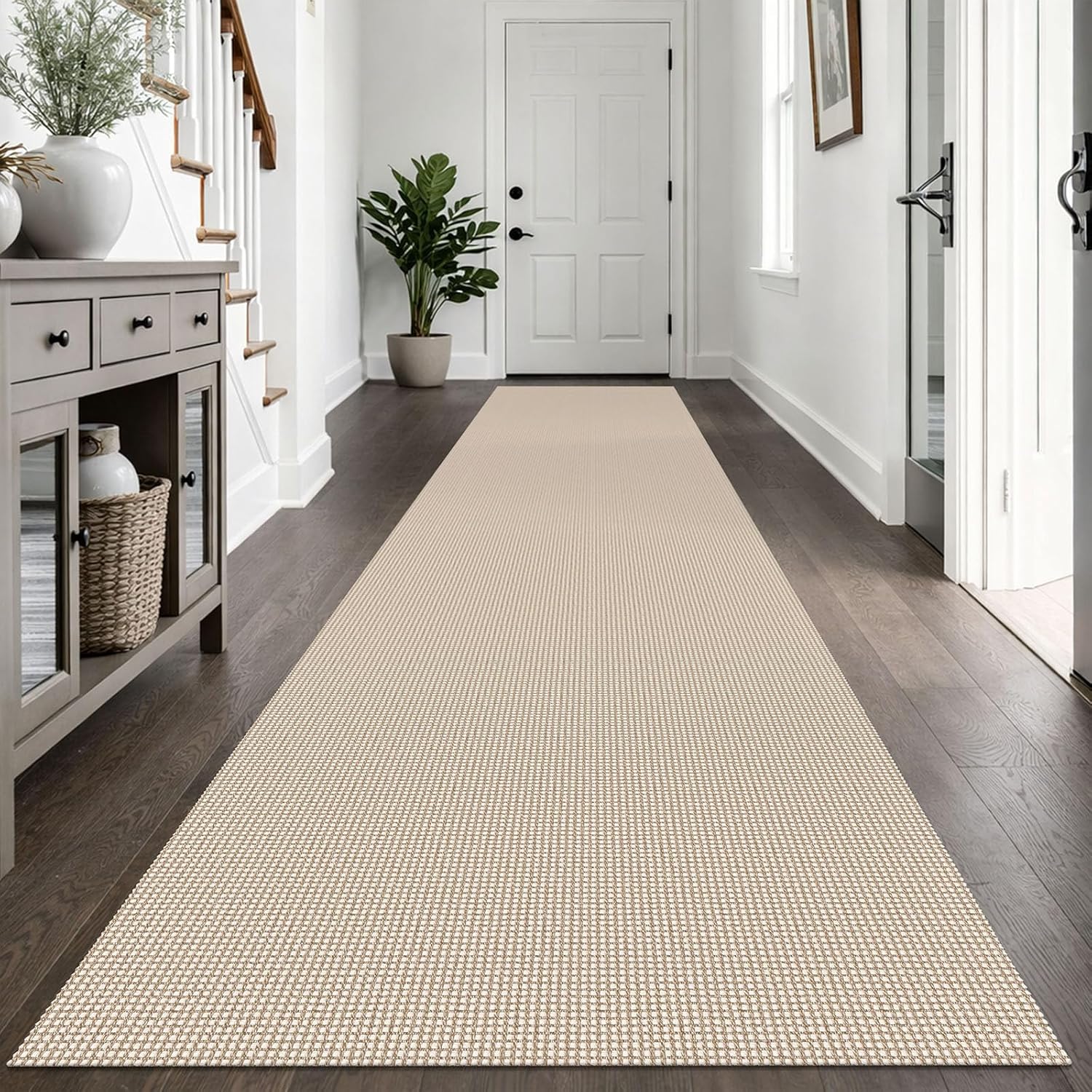 IOHOUZE Small Area Rug 2x3 Washable Woven Rugs for Entryway Non Slip Rubber Backed Kitchen Rugs Indoor Outdoor Doormat Throw Rug Floor Carpet for Entrance Front Door, Orange/Tan/Brown
