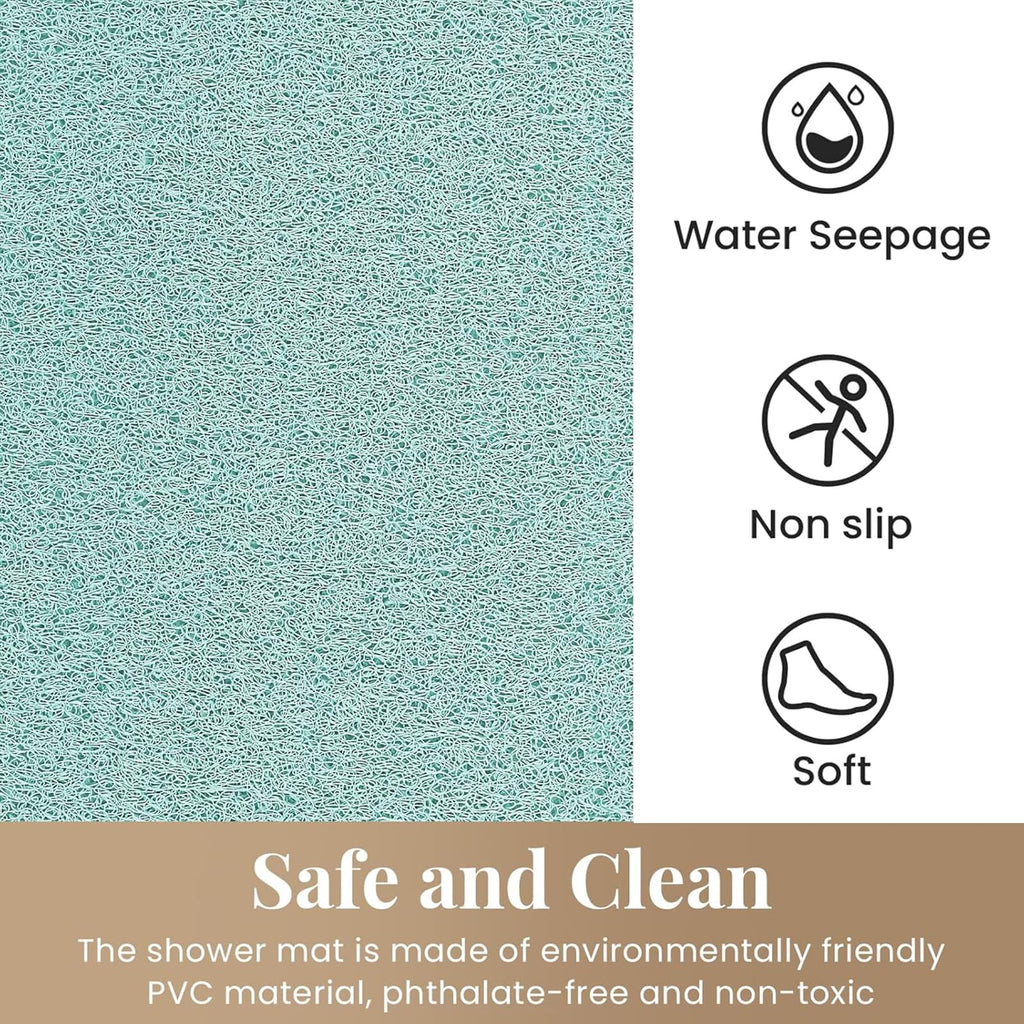PVC Loofah Shower/Bathtub Mat Non-Slip, 24x16 inch, Soft Tub Mat with Drain, for Tub and Bathroom,Quick Drying,Grey