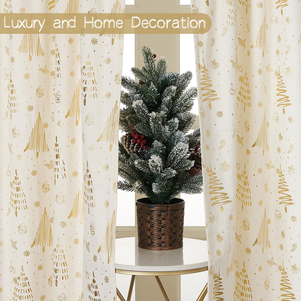 96 inches Long Red christmas curtains velvet for Living Room, Printed with Grinch & Tree Pattern Thermal Insulated Blackout Curtains drapes for winter 96 inch length 2 Panels Set cortinas navideas