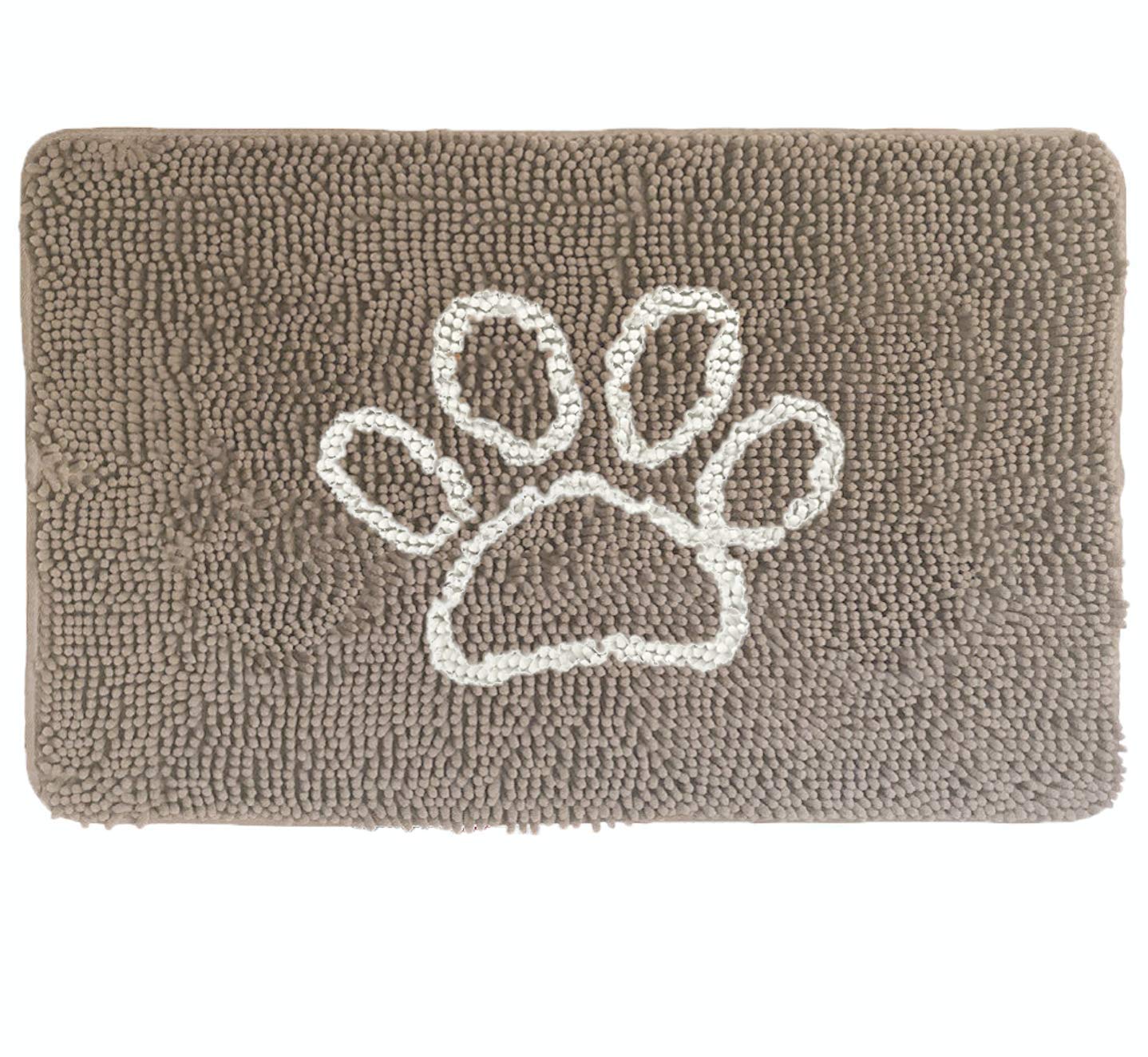 GORILLA GRIP SoakSTOPPER Dog Door Mat, Machine Washable Rug Absorbent Doormat Captures Moisture Mud Dirt, Quick Dry Soft Chenille Entryway Rugs Indoor Entrance Mats for Dog Paws, 24x17 Grey