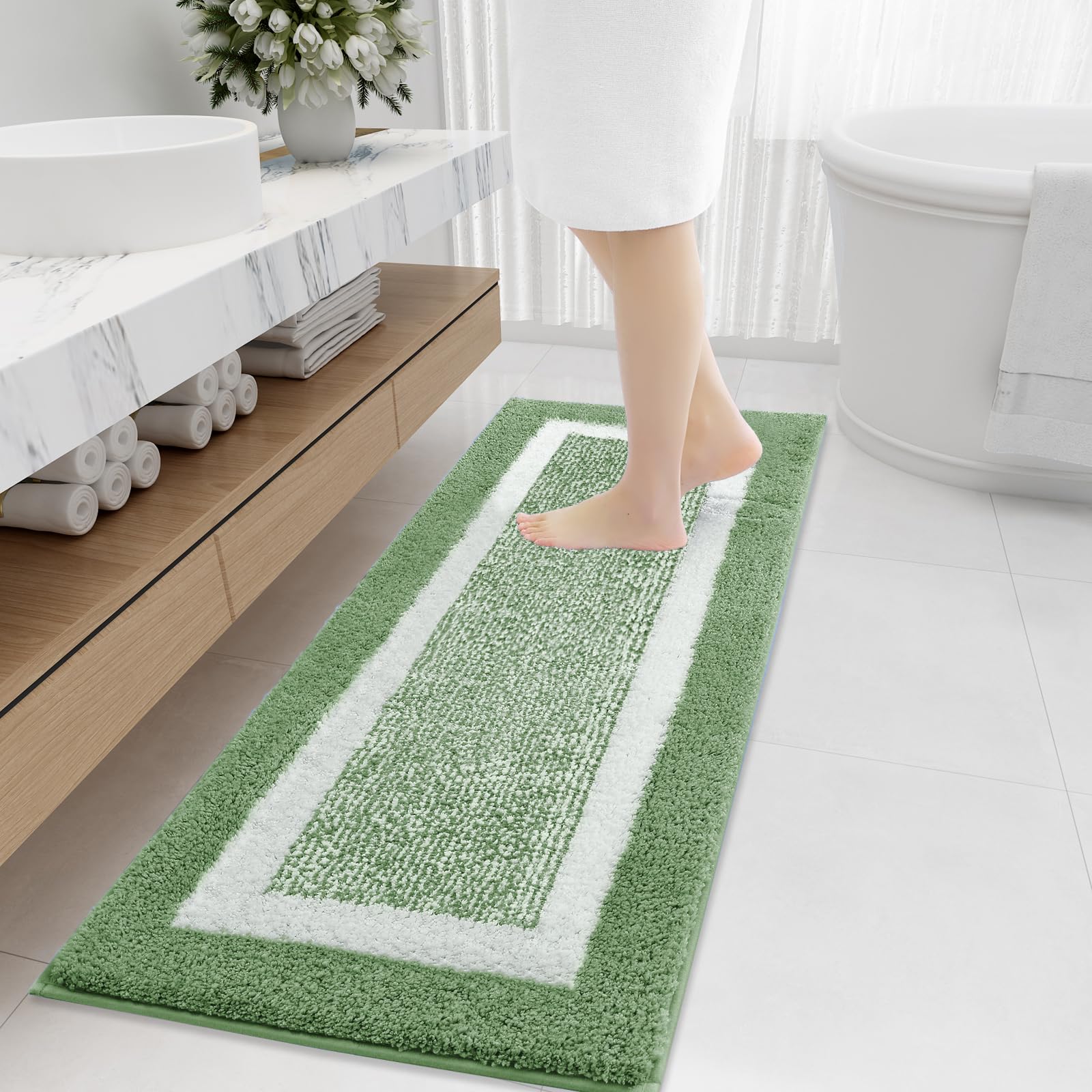 OLANLY Small Bathroom Rugs 24x16, Extra Soft and Absorbent Microfiber Bath Rugs, Non-Slip, Machine Washable, Quick Dry Shaggy Bath Carpet, Bath Mats for Bathroom Floor, Tub, Shower, Grey