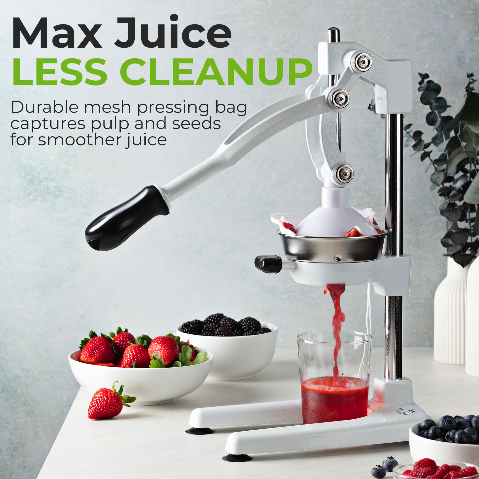 Zulay Kitchen Cast Iron Juicer - Easy-to-Clean Heavy-Duty Manual Juicer, Professional Citrus Juicer - Stainless Steel Lemon Squeezer - Manual Citrus Press & Orange Squeezer - Orange Juicer (Black)