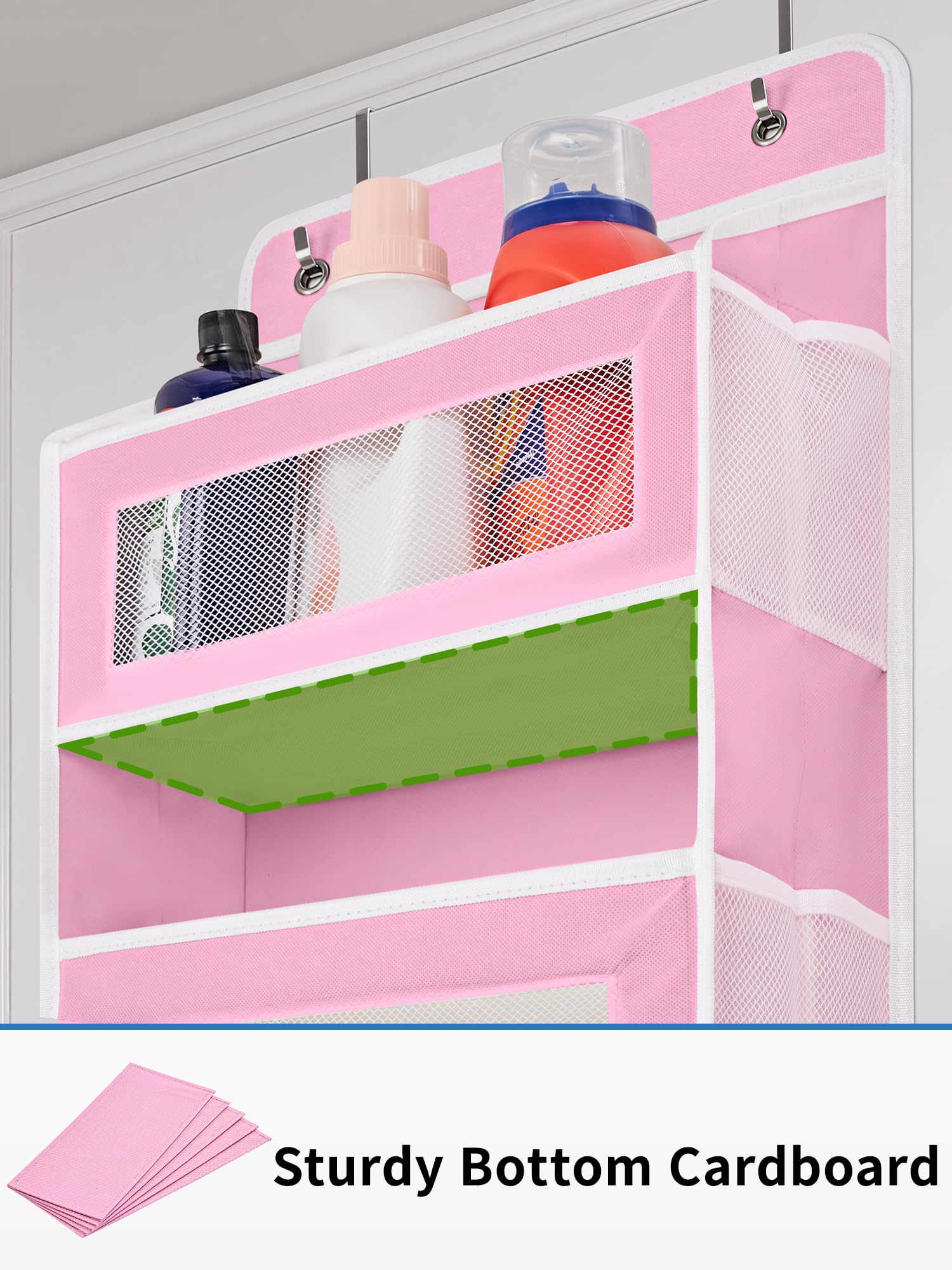 JARLINK Over The Door Organizer Storage, 5 Shelf Hanging Door Organizer with 5 Large Capacity Pockets, Anti Tilt 44 lb Load Behind Door Storage for Bedroom, Bathroom, Pantry, Nursery, (Grey)