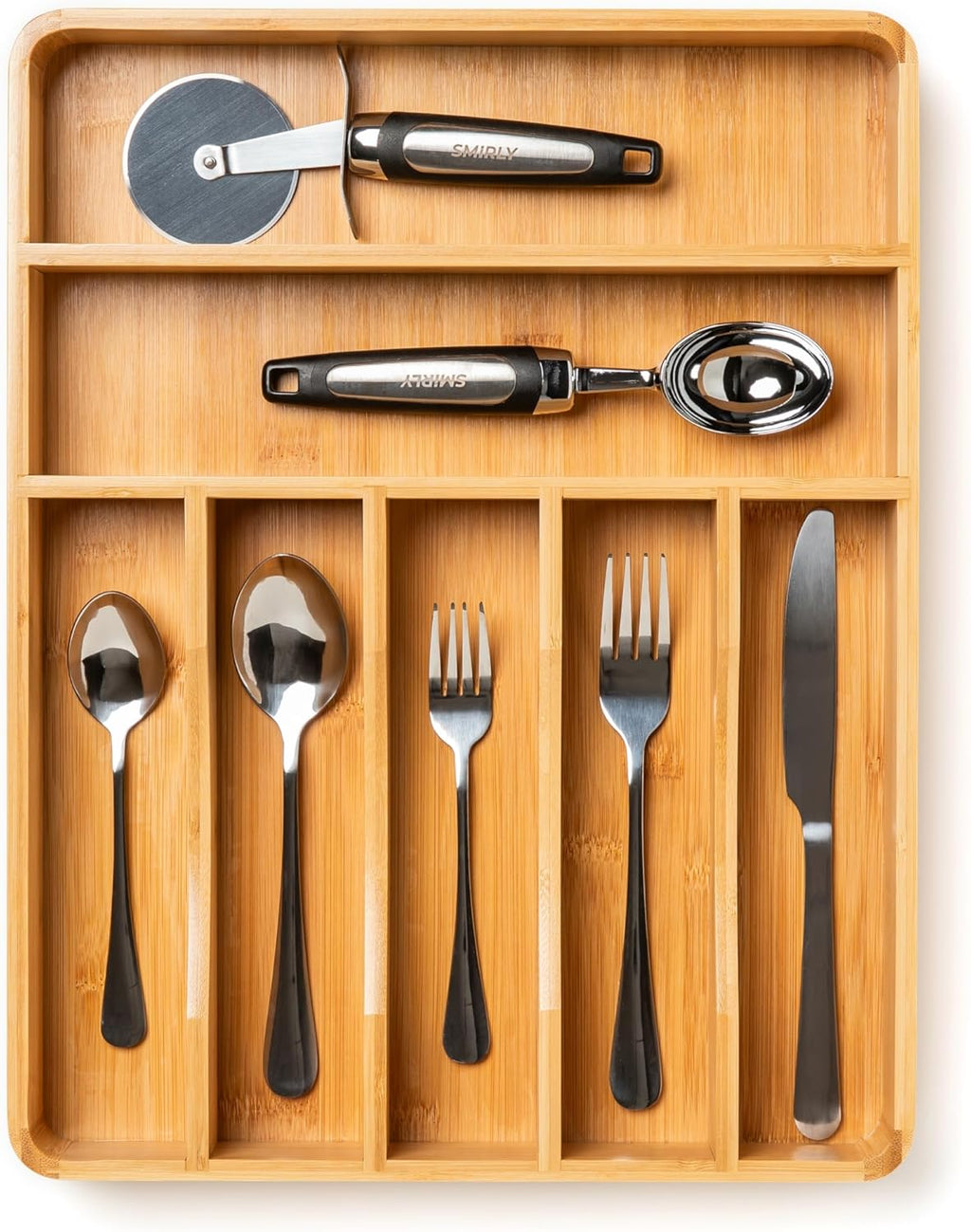 SMIRLY Ultimate Kitchen Drawer Organizer Bundle: The Perfect Pair of Expandable & Compact Drawer Organizers